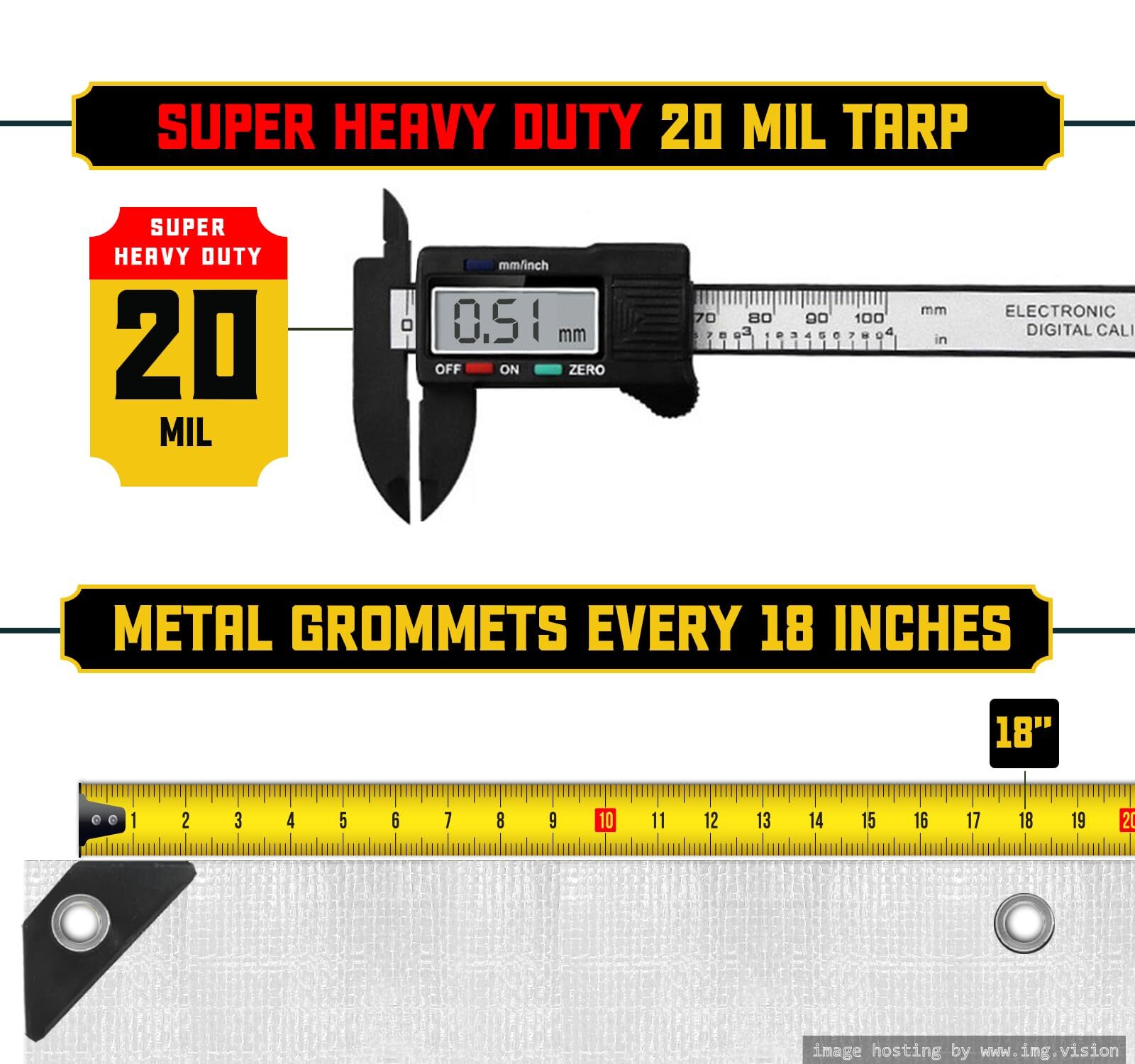 Core Trps Extreme Hevy Duty 20 Mil Trp Cover, Wterproof, UV Resistnt, Rip