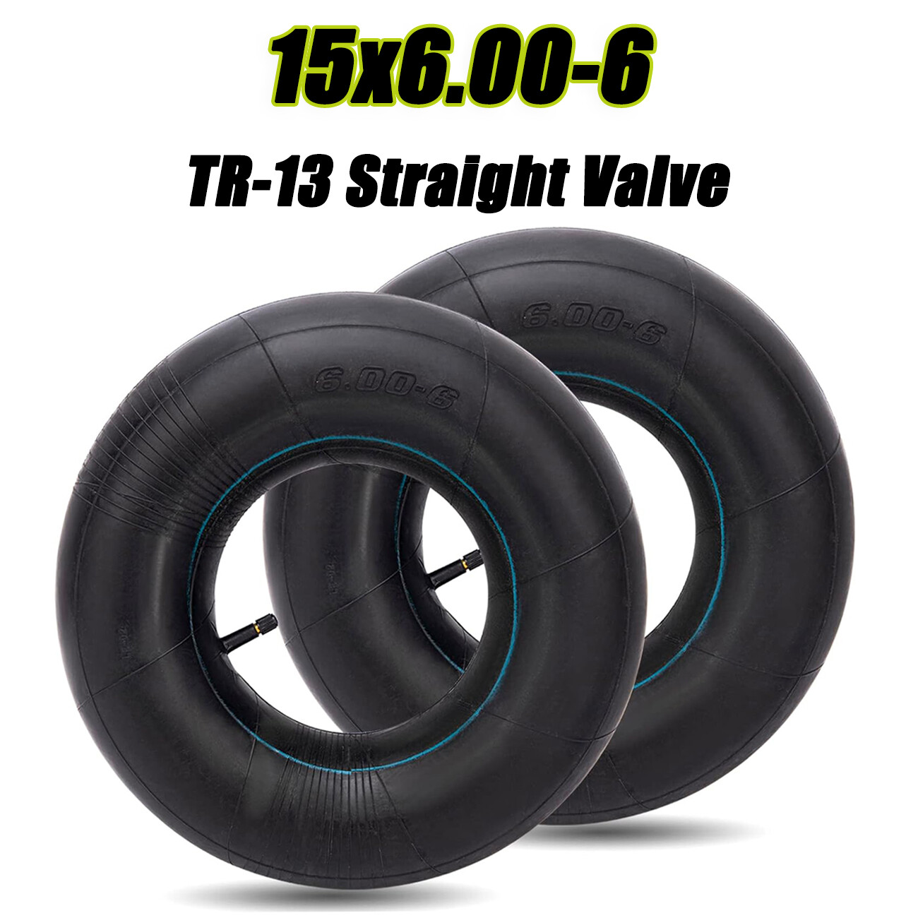 2PCS 15×6.00-6 Inner Tube with Straight Valve Stem for Lawn Mower Go Kart ATVs