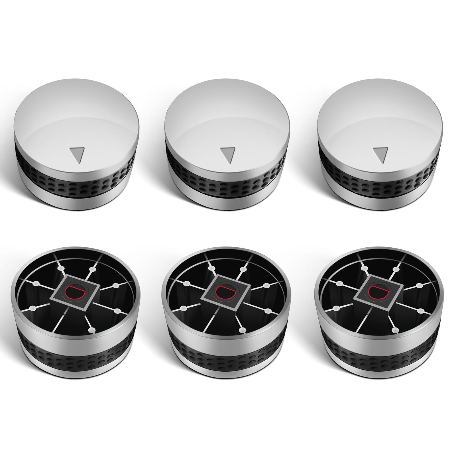 Unicook 6 Pack Gas Grill Burner 6 x Control Knobs, Black and Silver