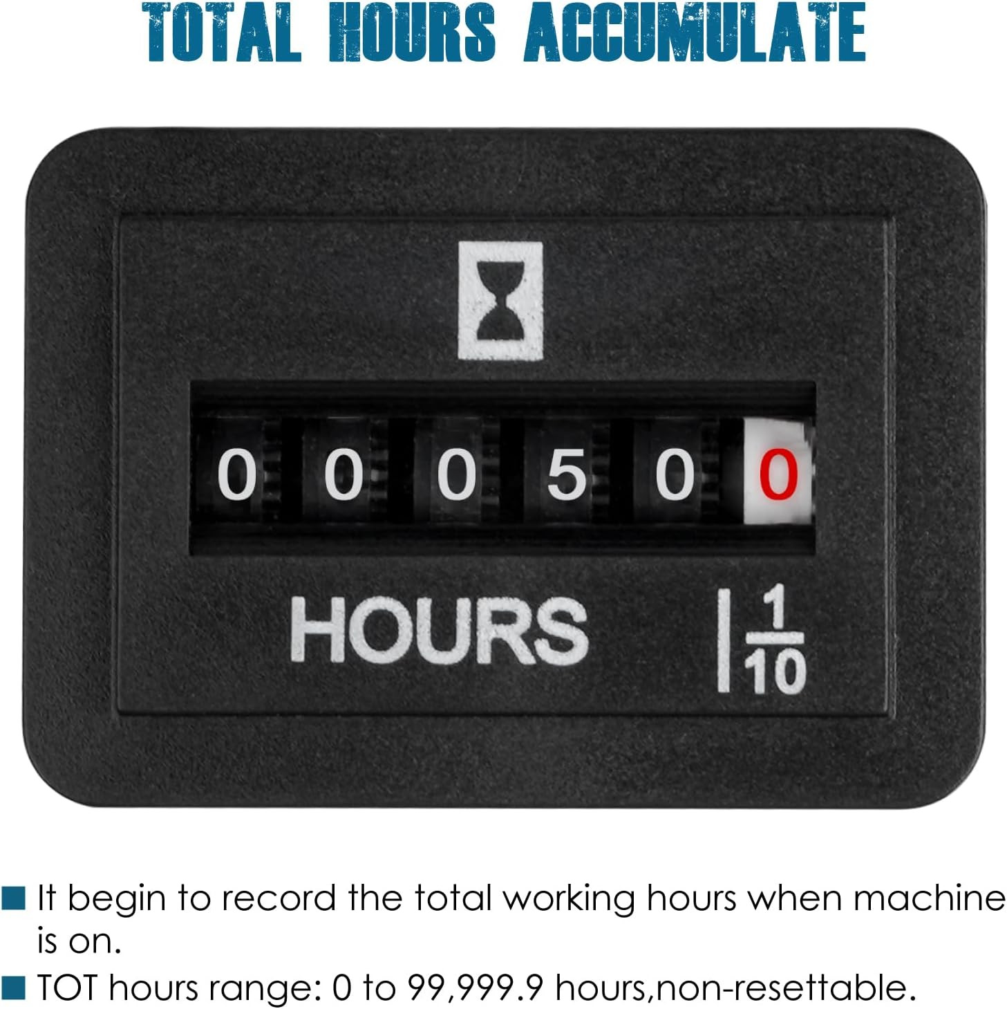 Mechanical Hour Meter for Maintenance,Volt.AC110V to 250V for Lawn Mower Compres