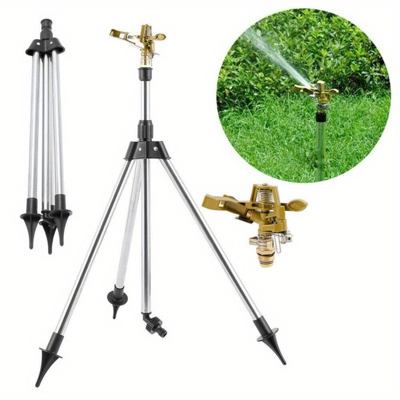 360° Sprinkler On Tripod Base Heavy Duty Brass Sprinklers For Yard Lawn Garden
