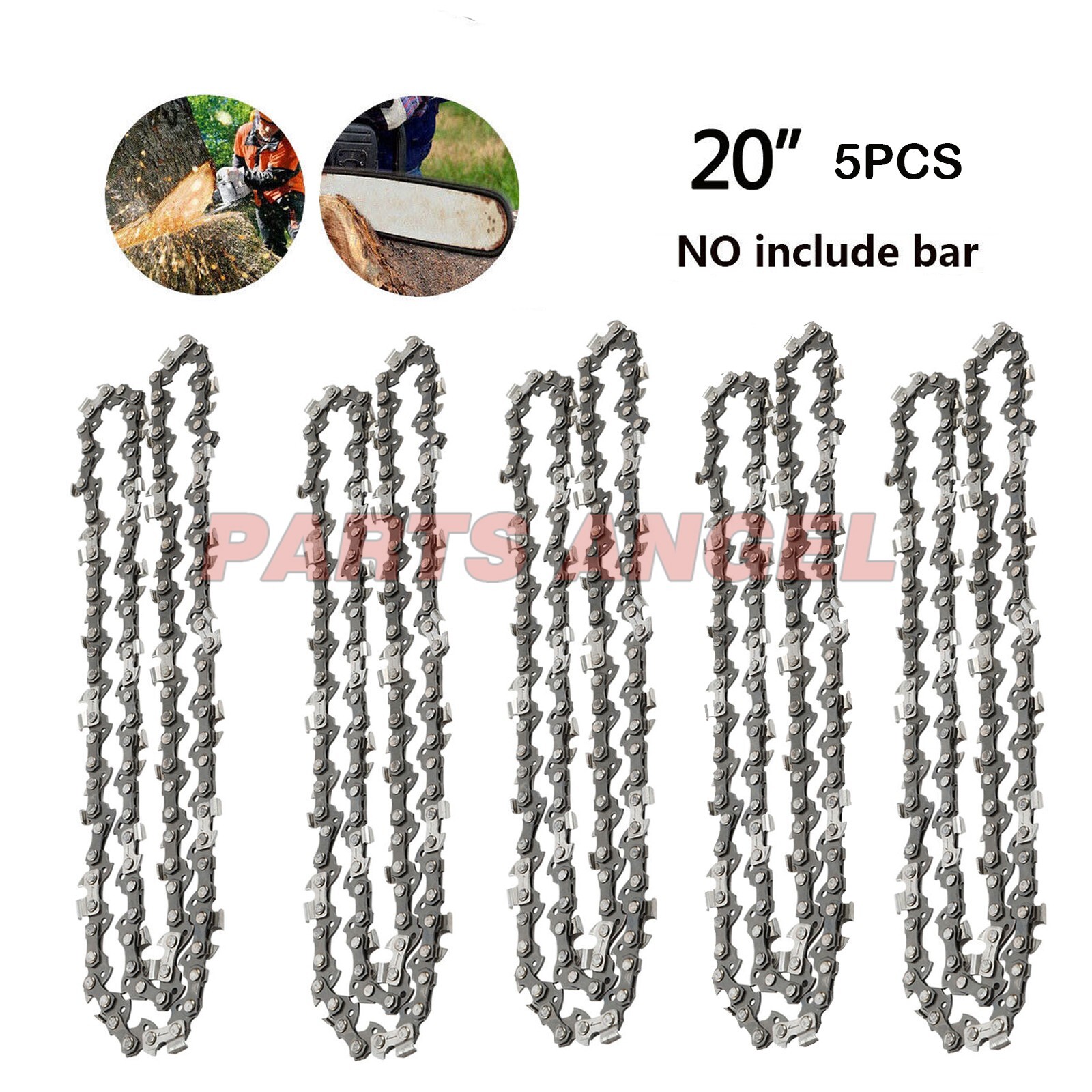 5 Pack 20″ Chainsaw Chain Blade 3/8″LP .050″ Gauge 72DL Drive Links for Stihl