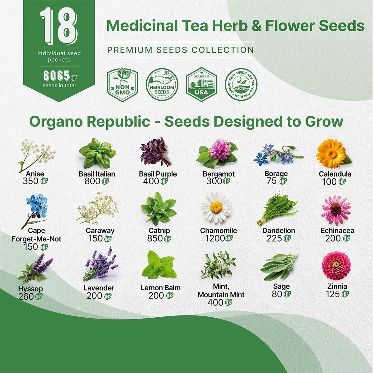 18 Herb and Flower Seeds Variety Pack – Non-GMO & Heirloom for Healthy Living