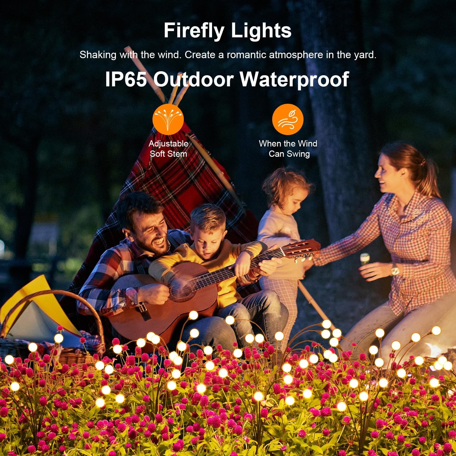 4 Pack Solar Firefly Lights Outdoor Swaying Warm White Waterproof (2/4/6/8 Avail