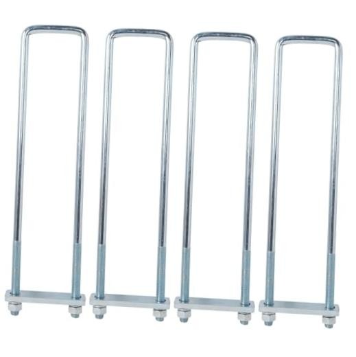 4Pack Square Bend U-Bolt Kit – Heavy Duty Steel 5/8 Inch Diameter – 4″x8″