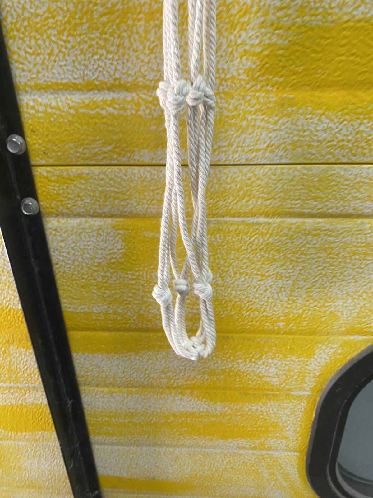 Macrame Small Neutral Plant Hanger Decor with Wooden Beads