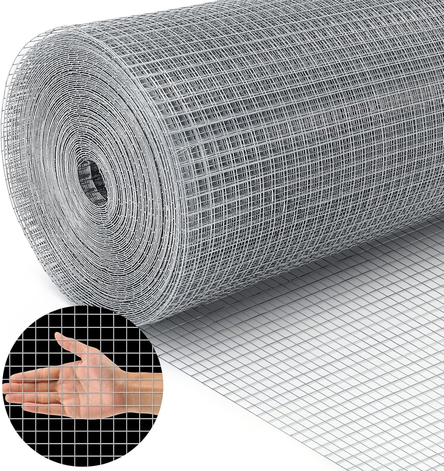 Hardware Cloth 1/2 Inch 48Inx100.1Ft 19 Gauge Square Chicken Wire Fence Mesh Rol