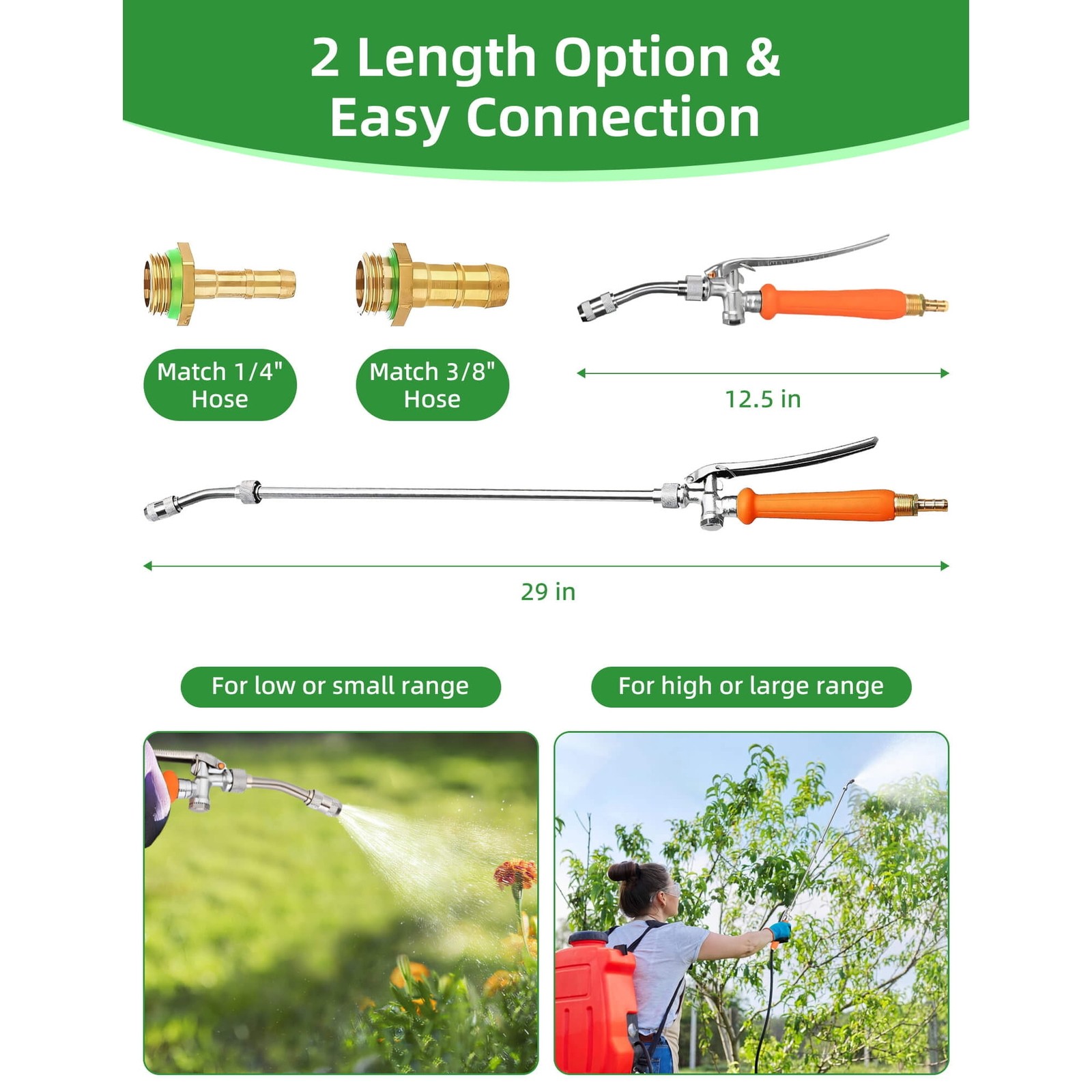 All Metal 29 Inches Sprayer Wand1/4 & 3/8 Brass Barb Sprayer Wand Replacement US