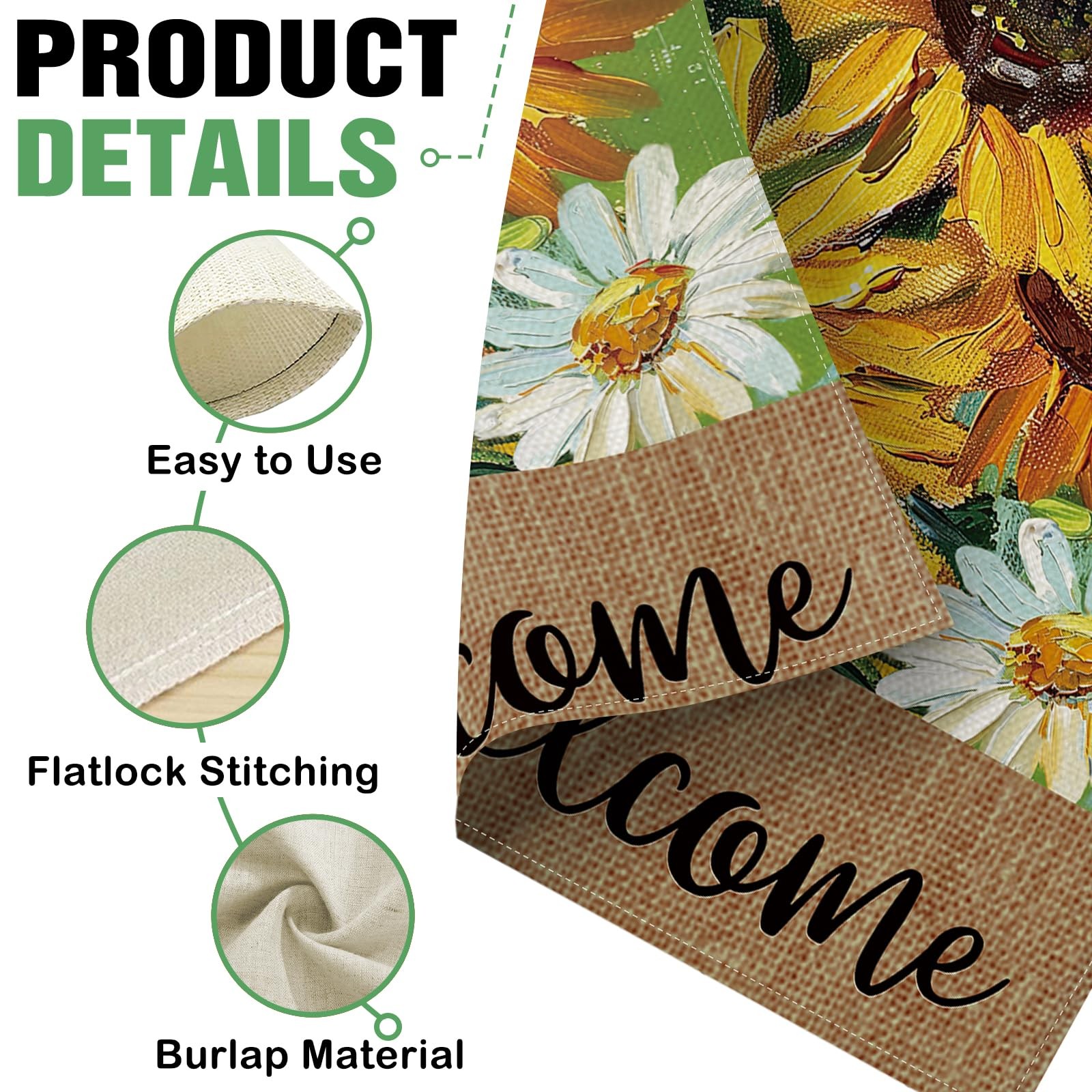 Dyrenson Welcome Spring Summer Sunflower Decorative Garden Flag, Fall Oil Pai…