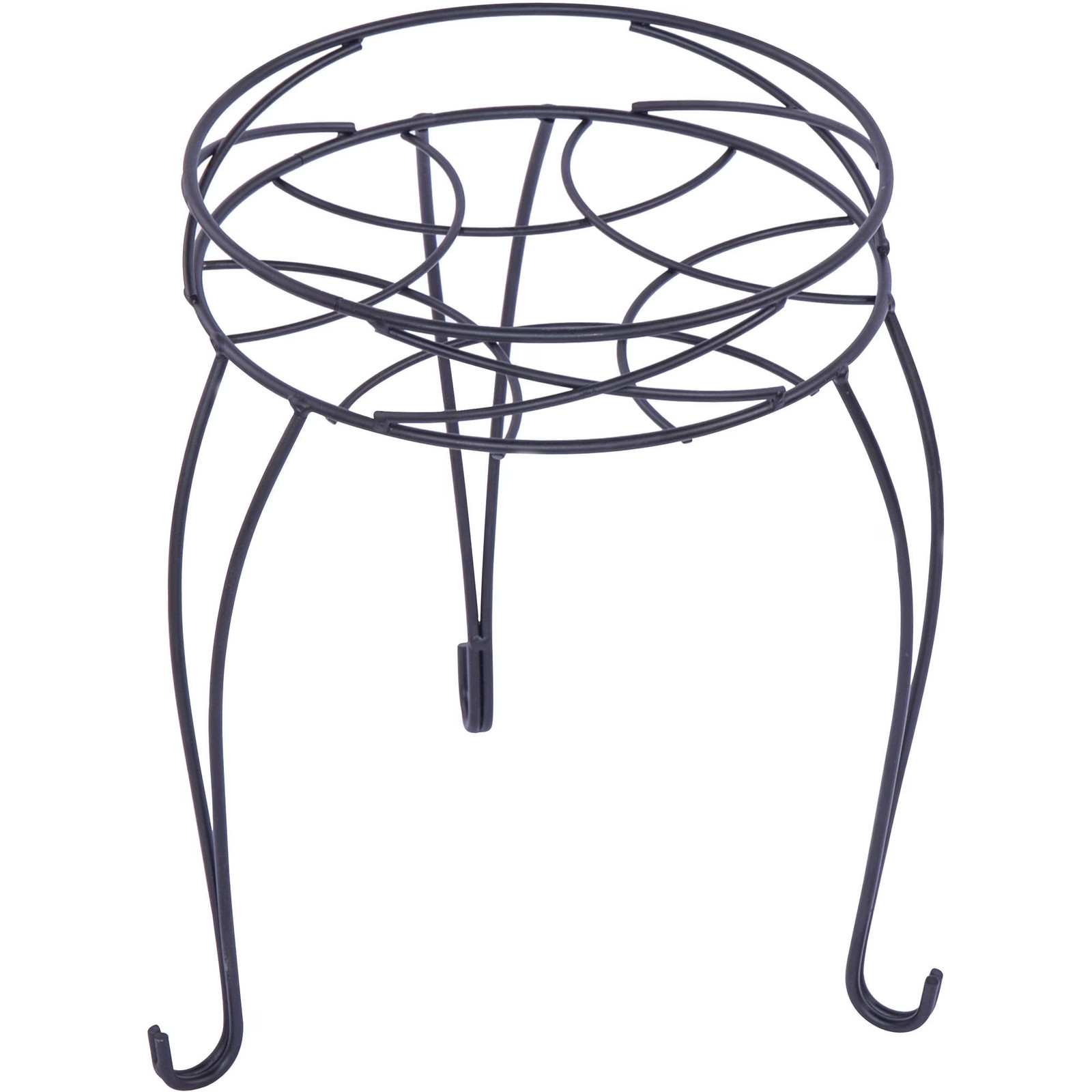 13IN Mainstays Round Matte Black Metal Plant Stand, Indoor Outdoor