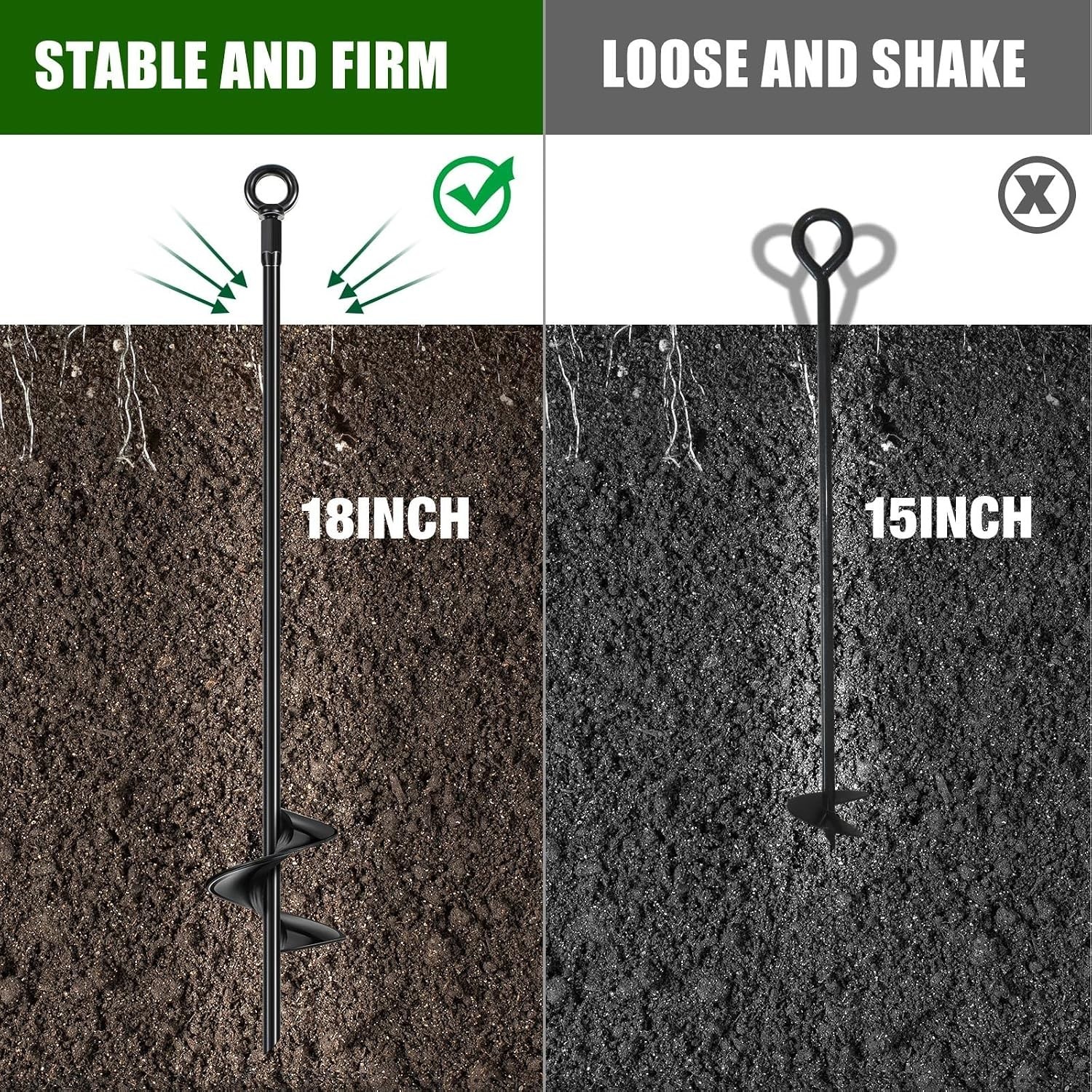 Chumia Earth Anchor Set 18 inch Metal Spiral Stakes for Trampoline & Canopy