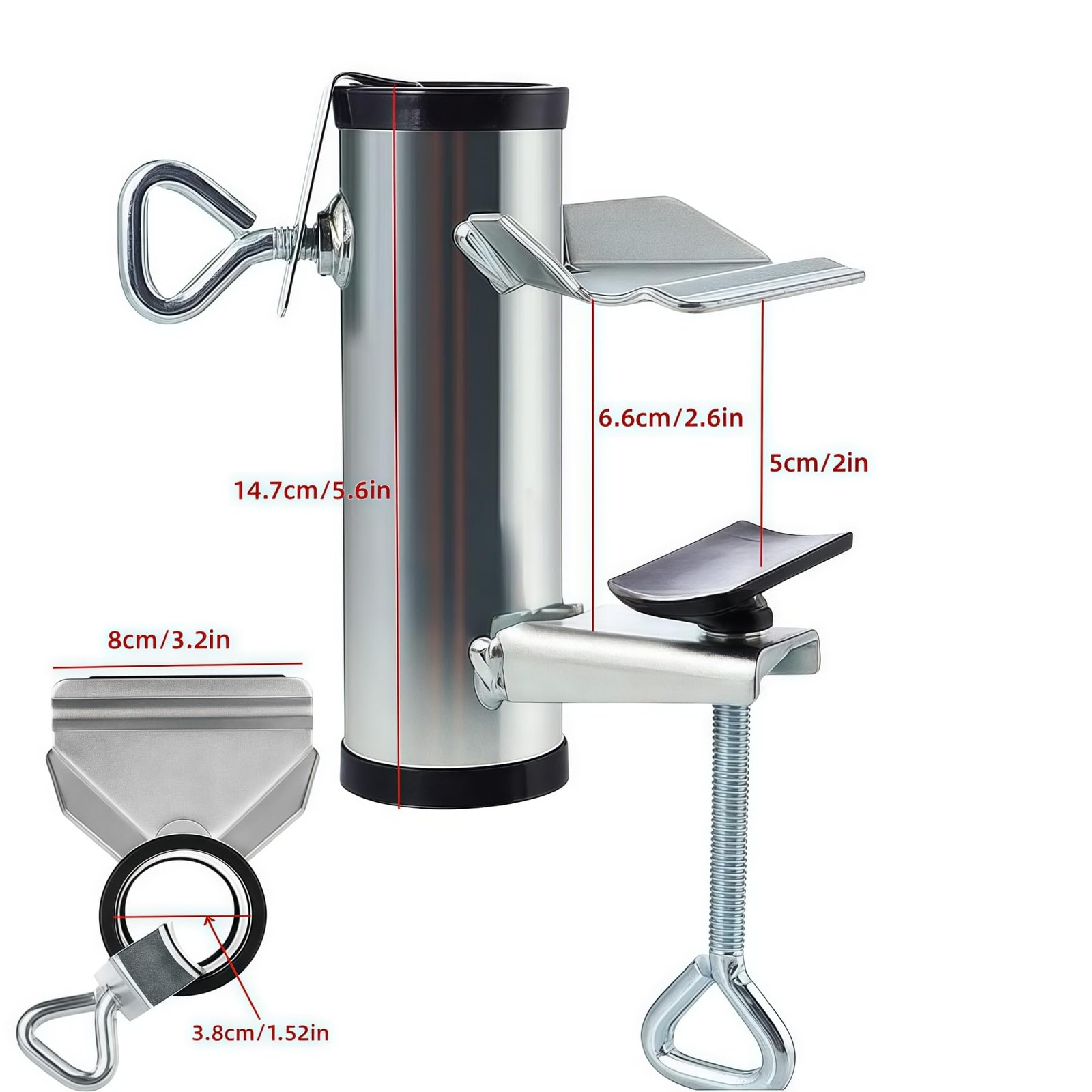 Upgrade Patio Umbrella Holder Heavy Bench Small, Silver+black