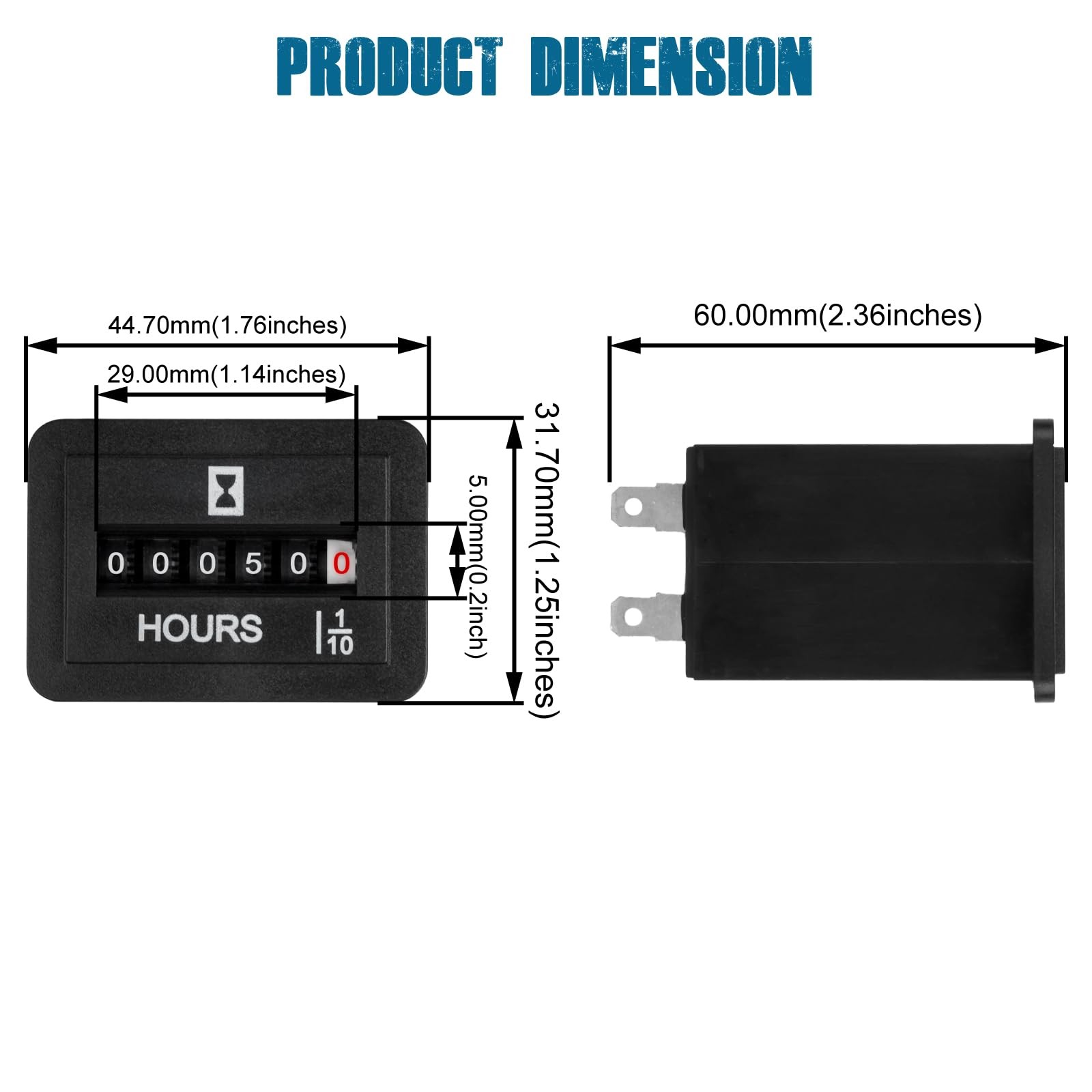 Mechanical Hour Meter for Maintenance,Volt.AC110V to 250V for Lawn Mower Compres