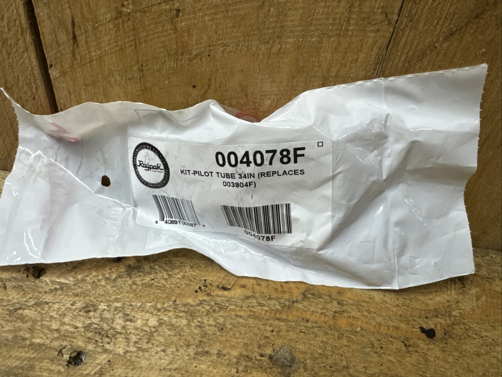 Raypak Pilot Tube Assembly- 004078F, 53A/55A/105A/155A/185A/R185/185