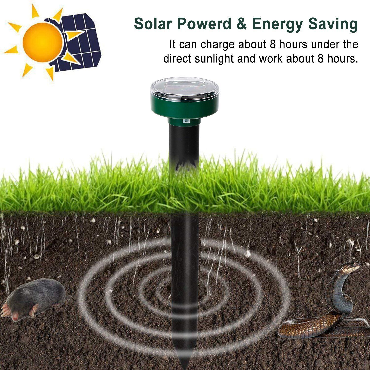 4Pack/1Pack Solar Animal Repeller Ultrasonic Gopher Mole Squirrel Pest Repellent