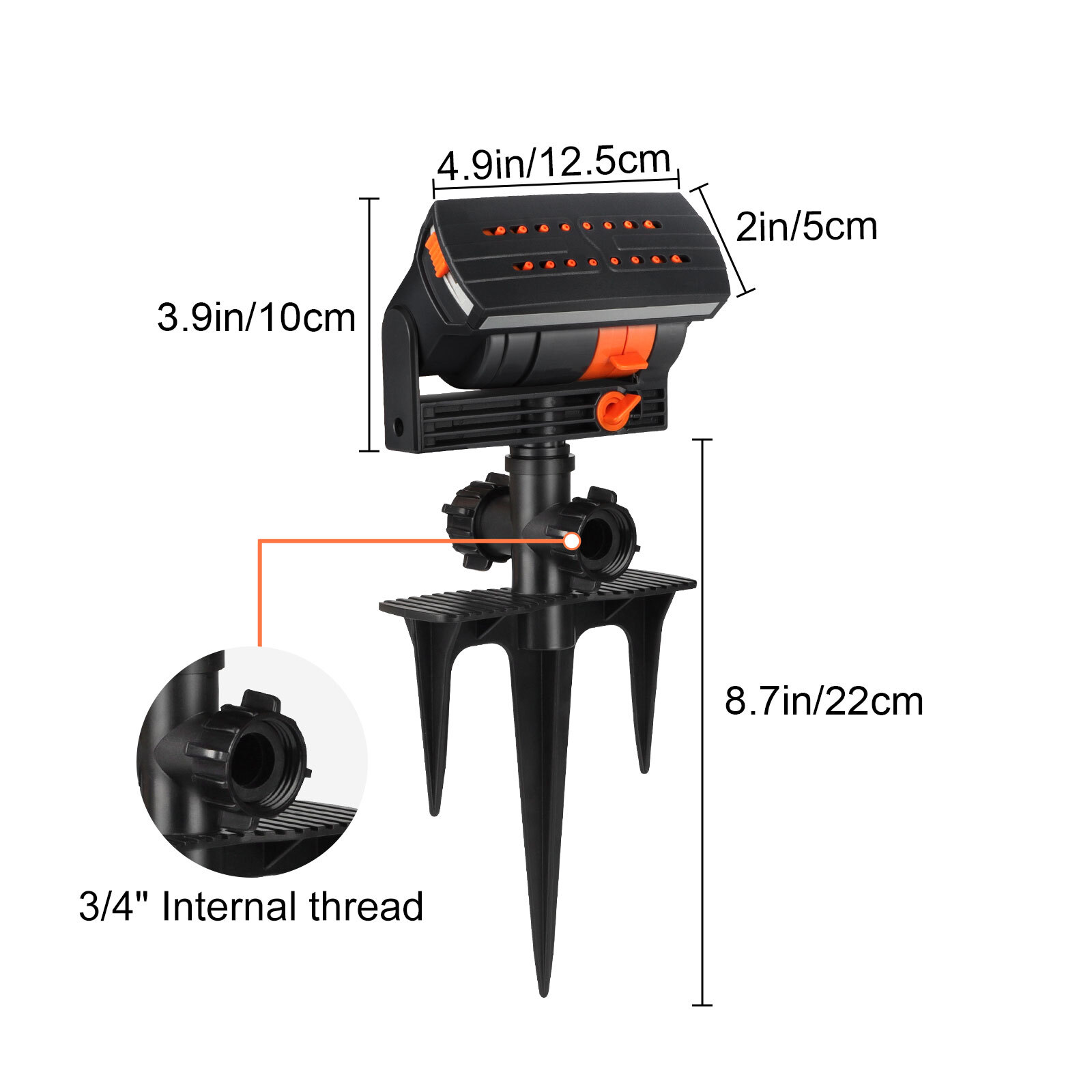 Oscillating Lawn Sprinkler Adjustable Spray Garden Yard Water Sprinkler Spike