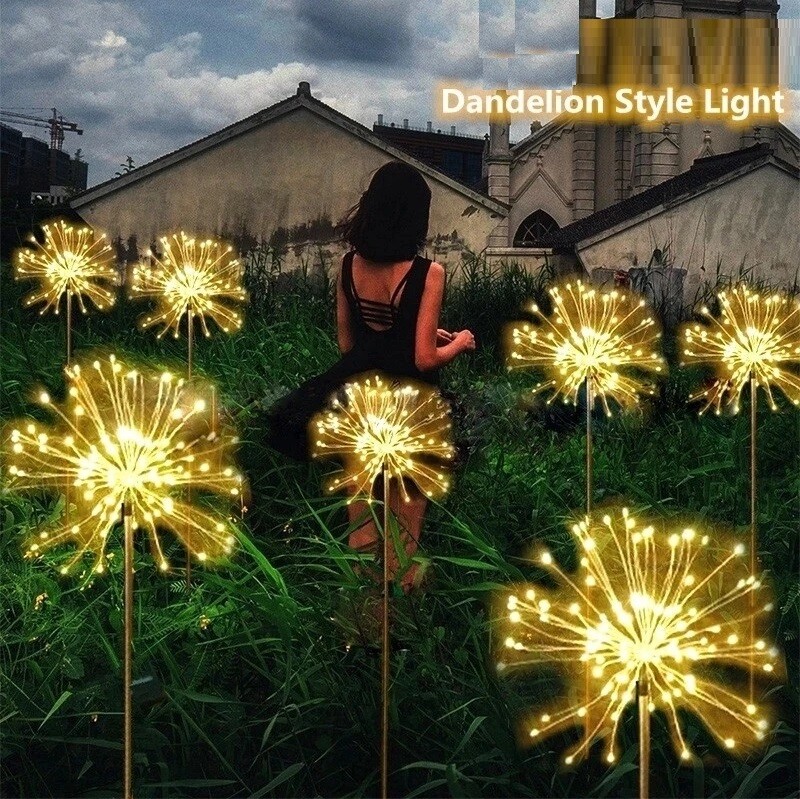 150 LED Solar Firework Lights Outdoor Waterproof Path Lawn Garden Decor Lamp