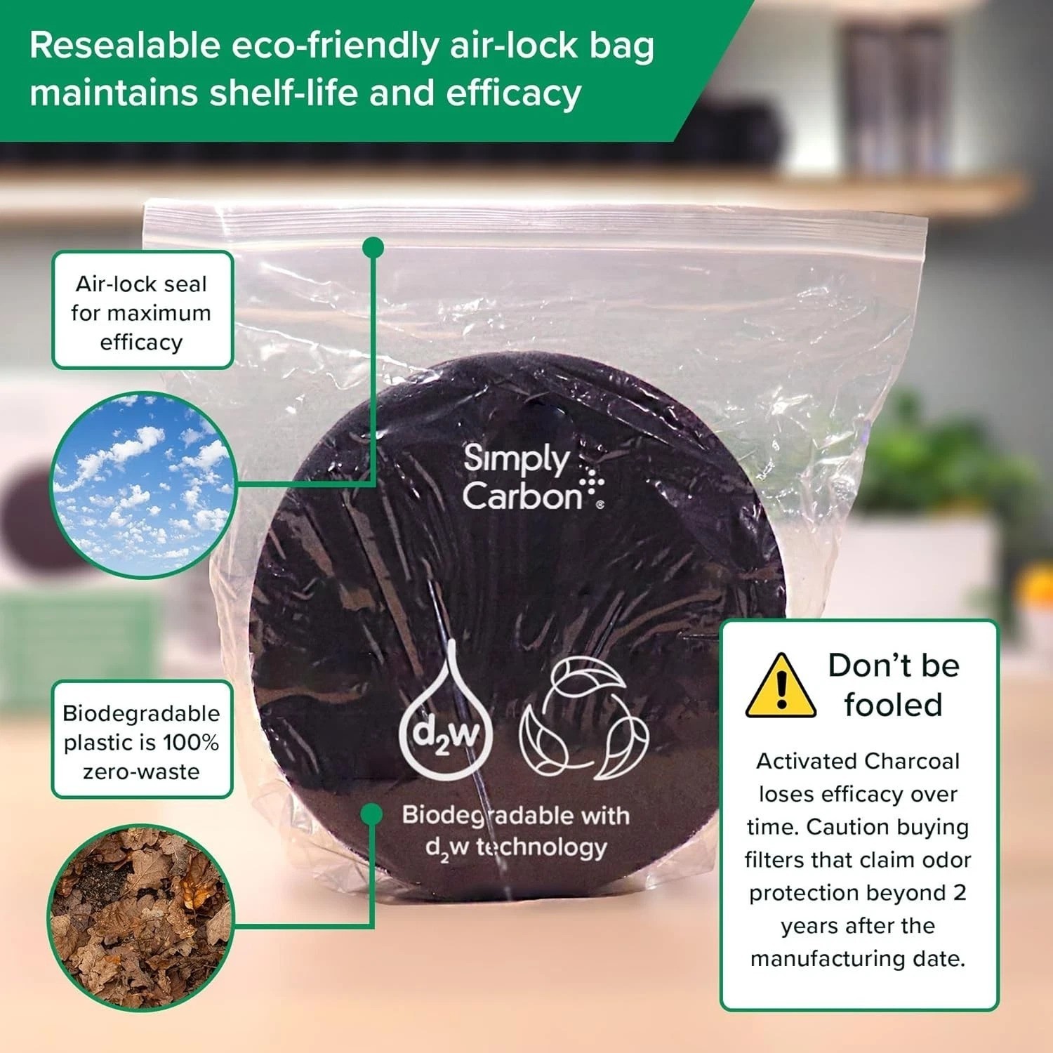 Extra Thick Replacement Filters for Kitchen Compost Bins x6