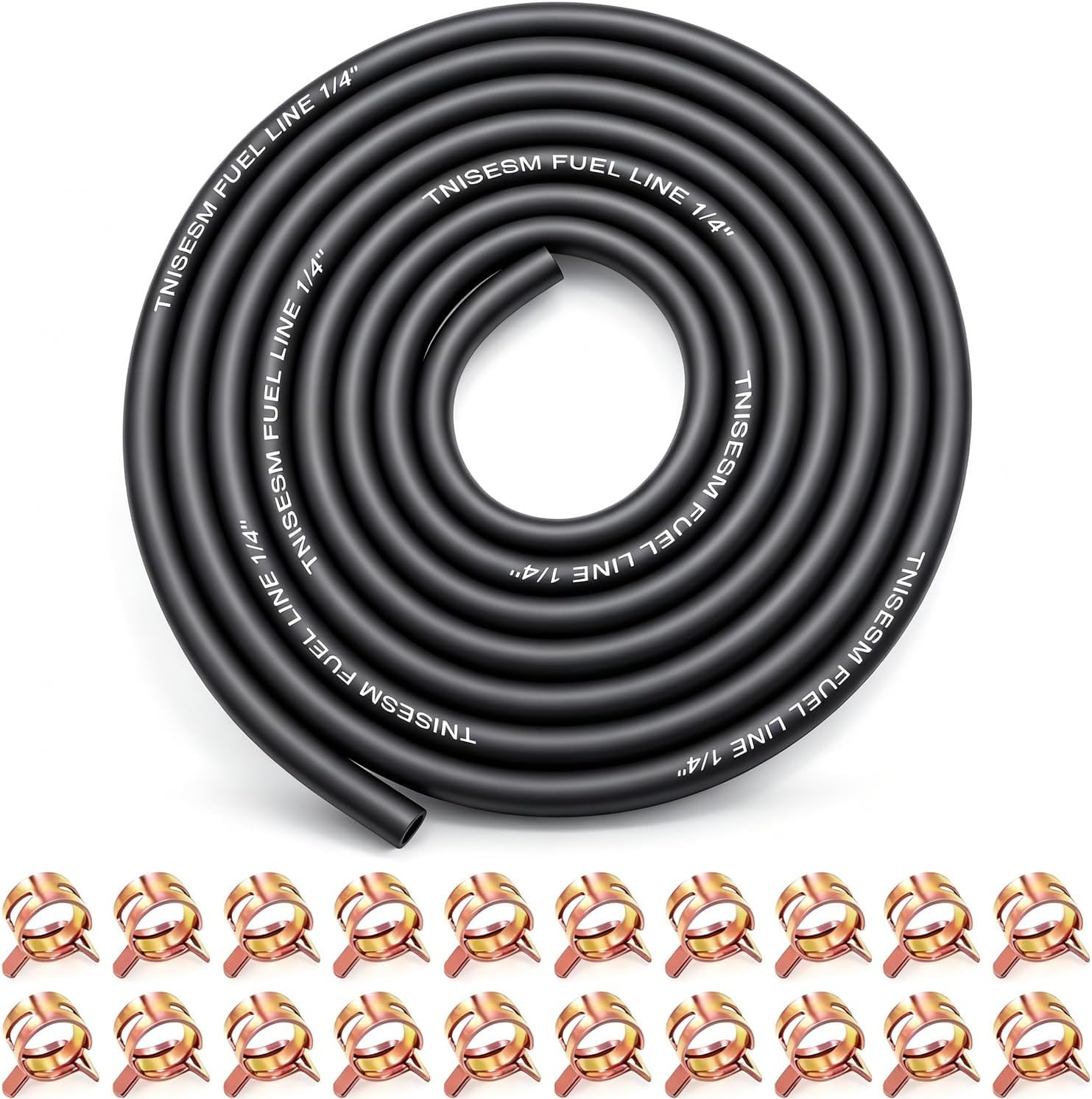 1/4 Inch ID Fuel Line Hose 10Ft + 20 Hose Clamps for Small Gas Engines-Free Ship