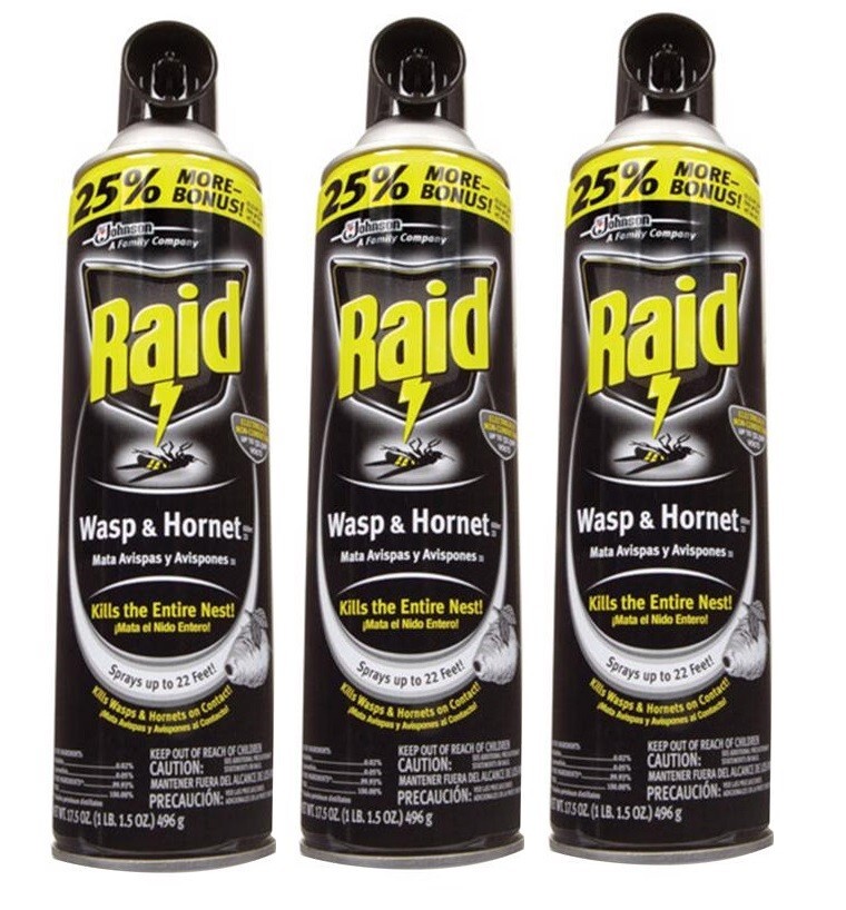 3 ~ Raid Wasp & Hornet Ready To Use Spray For Outdoor Use 1 lb 1.5 oz