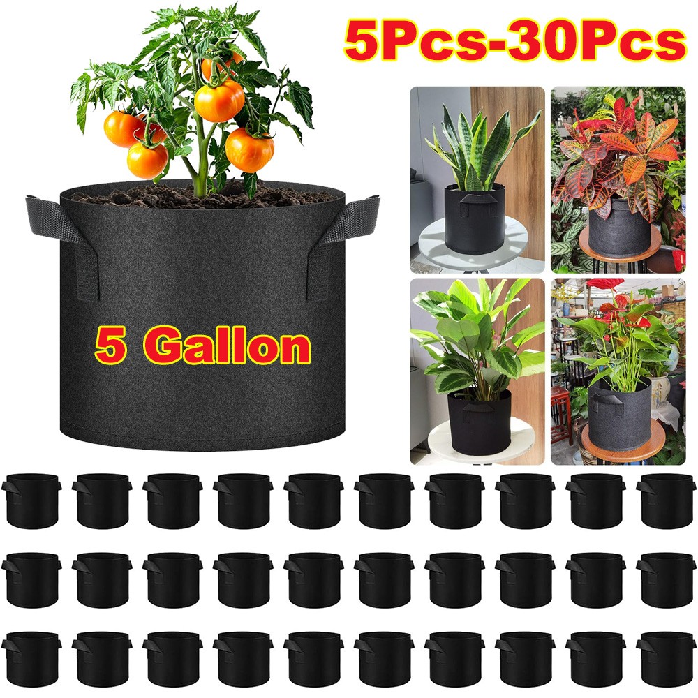 5 Gallon Grow Bags Heavy Duty Thickened Nonwoven Plant Fabric Pots with Handles