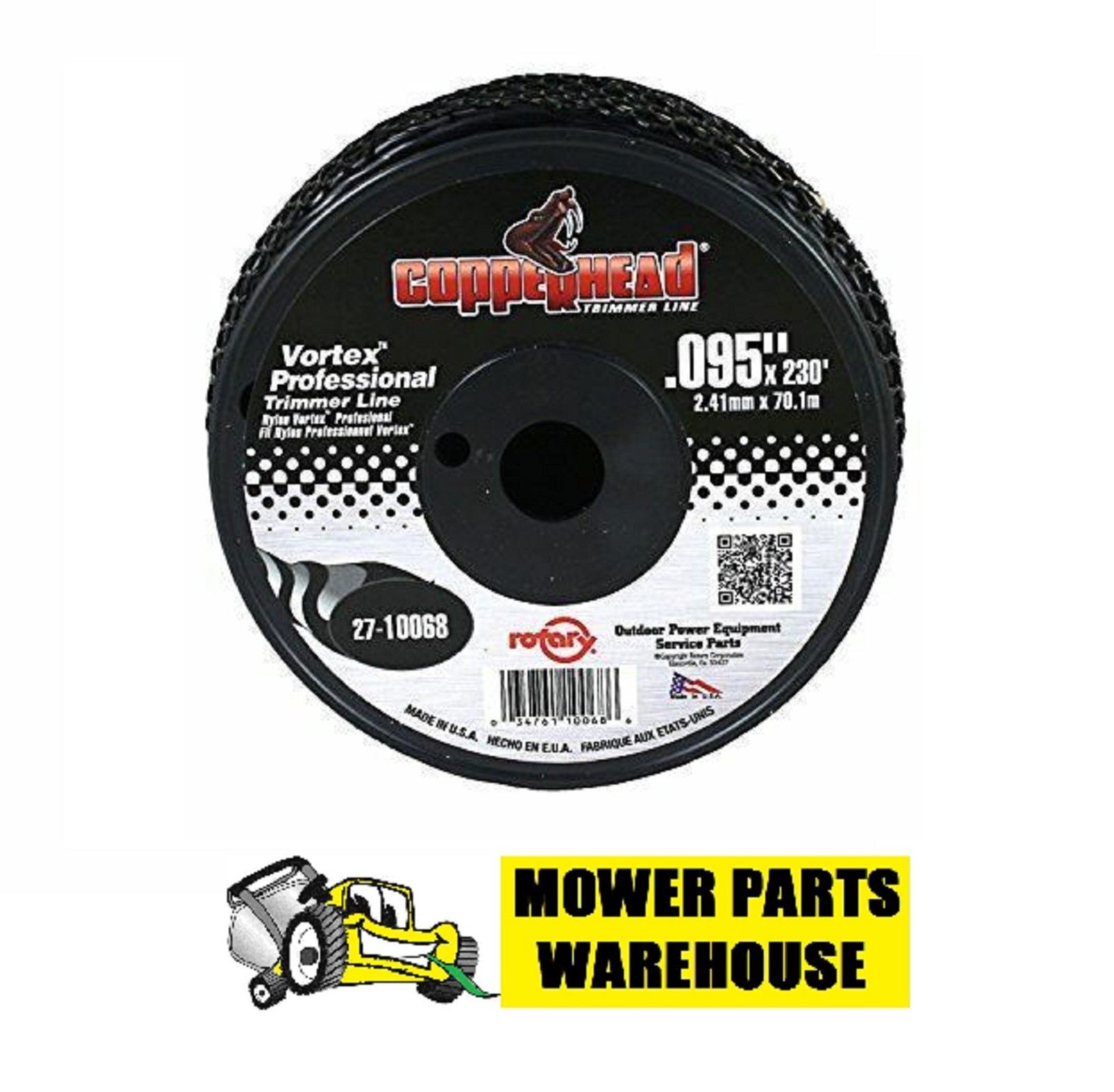 BLACK PROFESSIONAL VORTEX TWISTED TRIMMER LINE .095 230′ SPOOL MADE IN THE USA