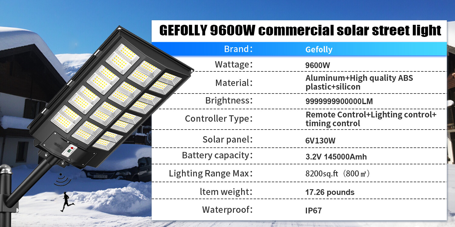 Large Commercial Solar Street Lights Outdoor Dusk to Dawn Super Bright Aluminium
