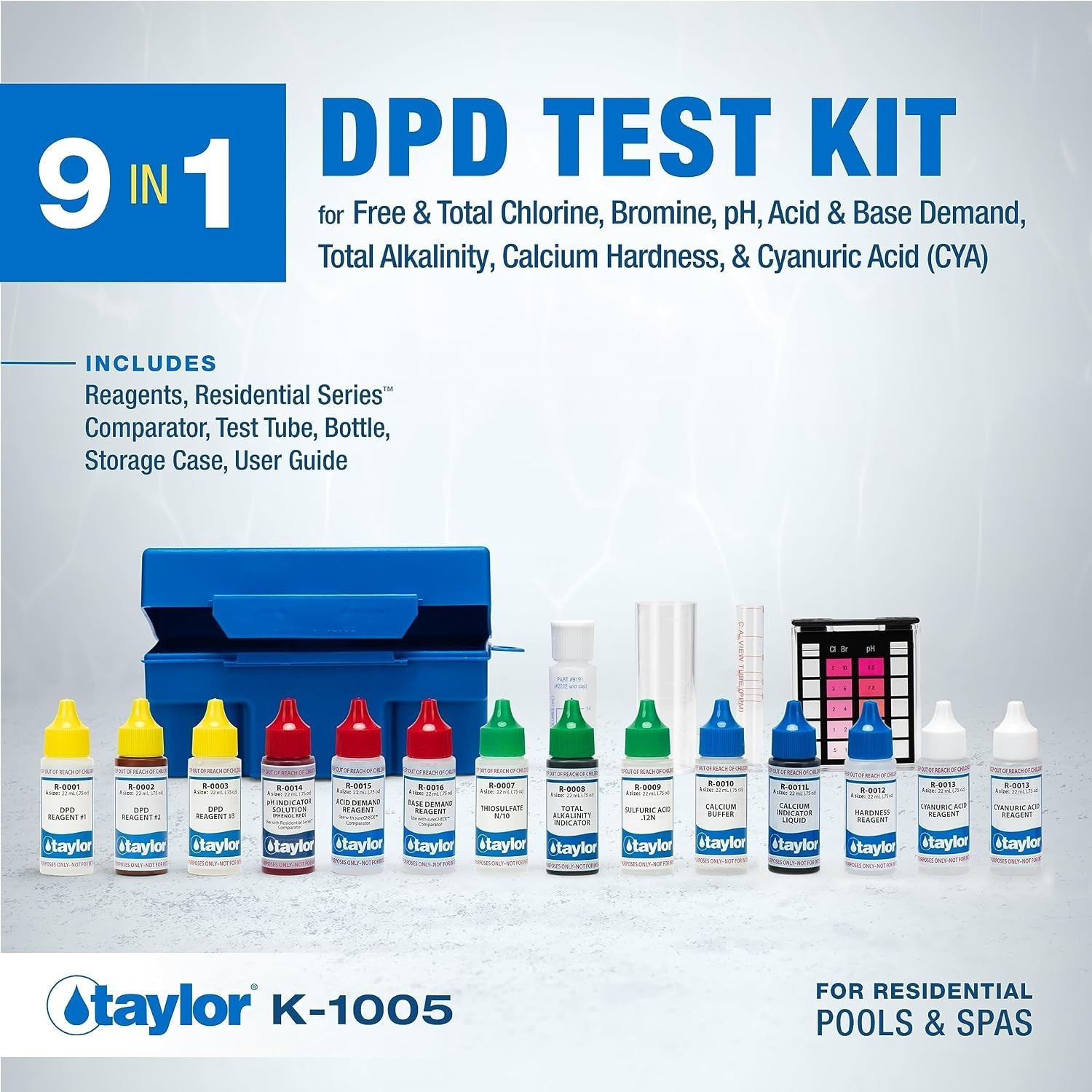 Taylor K-1005 DPD, 9-in-1 Pool Test Kit for Free & Total Chlorine, Bromine,…