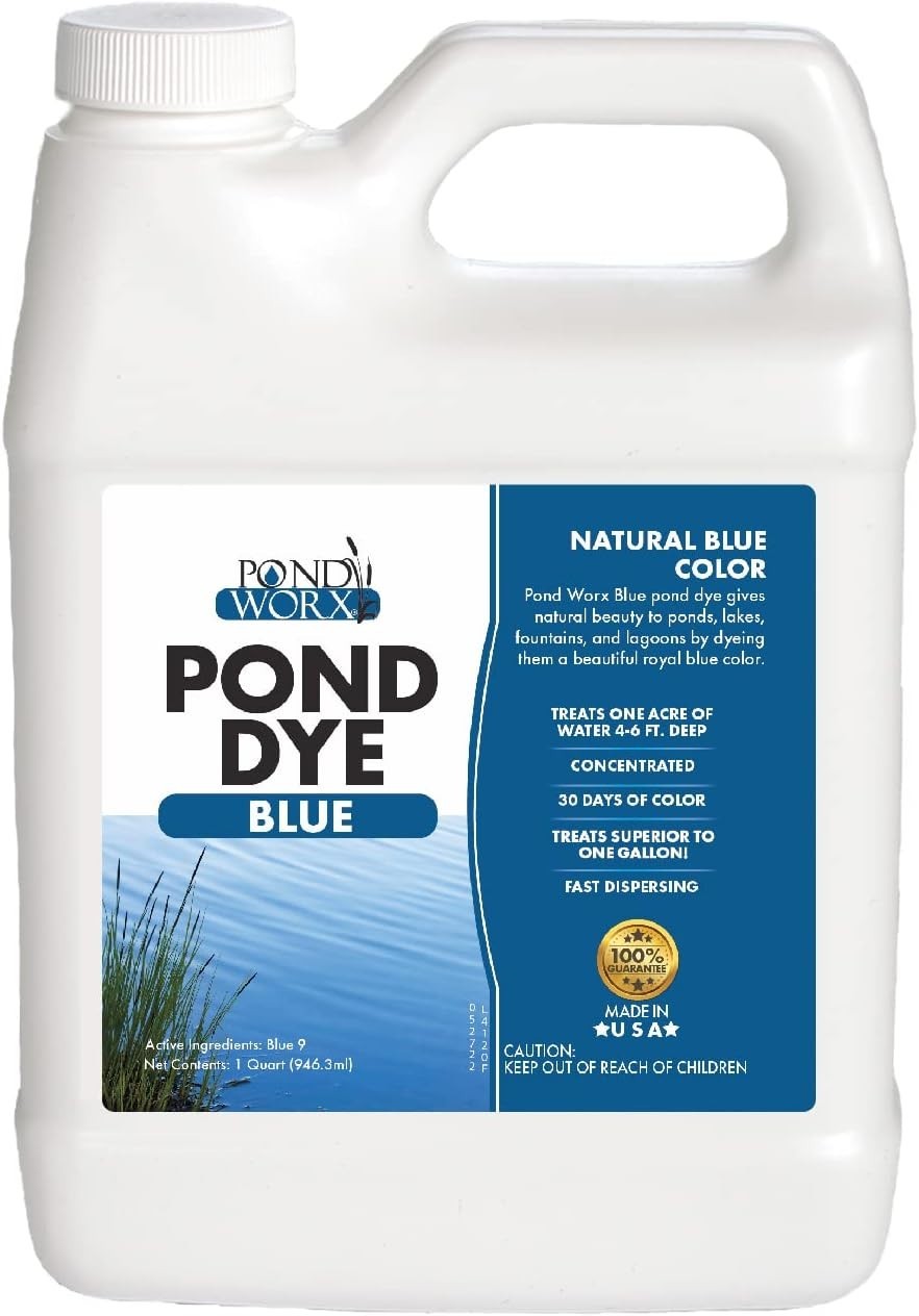 Pond Worx Blue Lake and Pond Dye – 4X Concentrated Liquid Pond Colorant – Shades