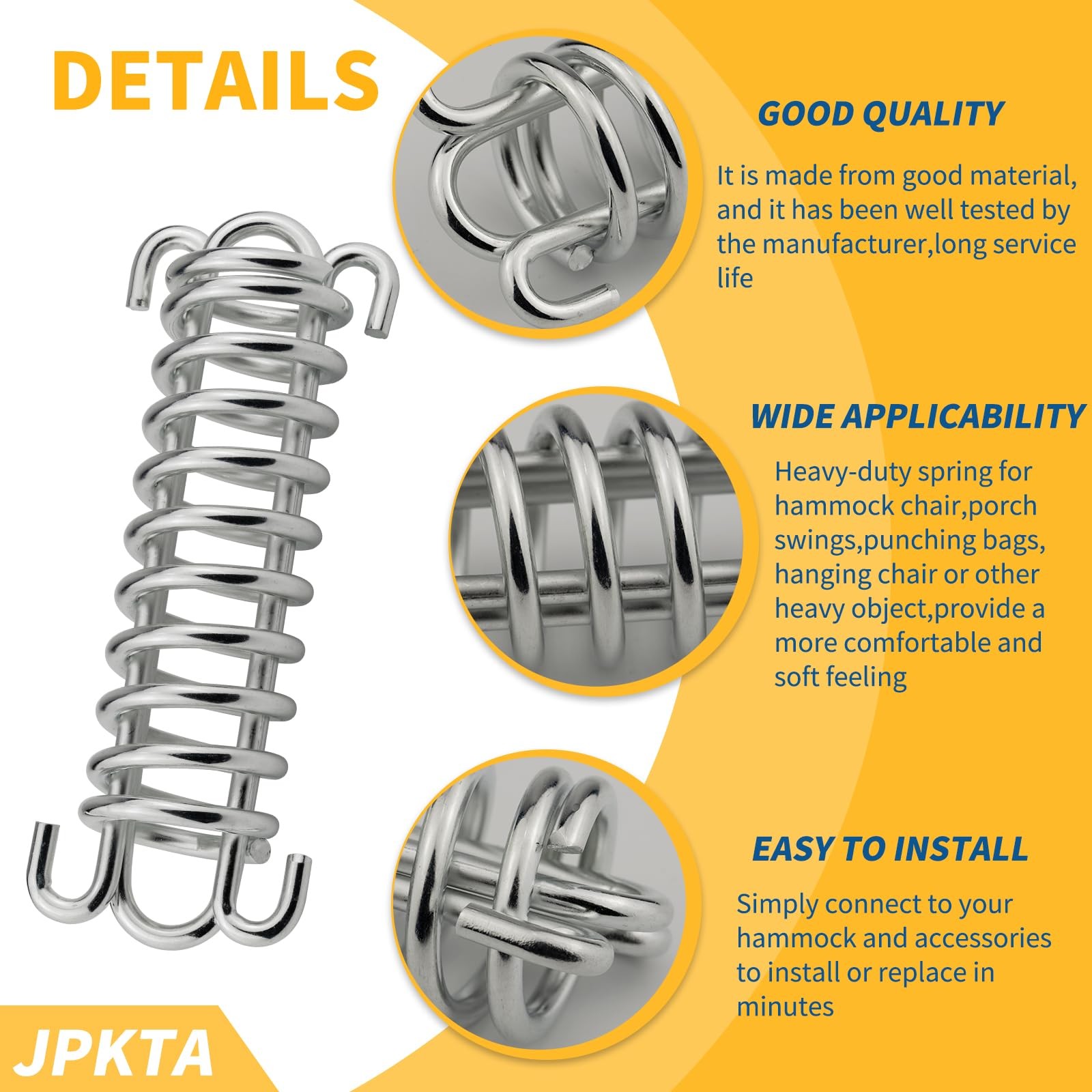 2Pcs Porch Swing Spring 300LB Heavy-Duty Awning for Silver