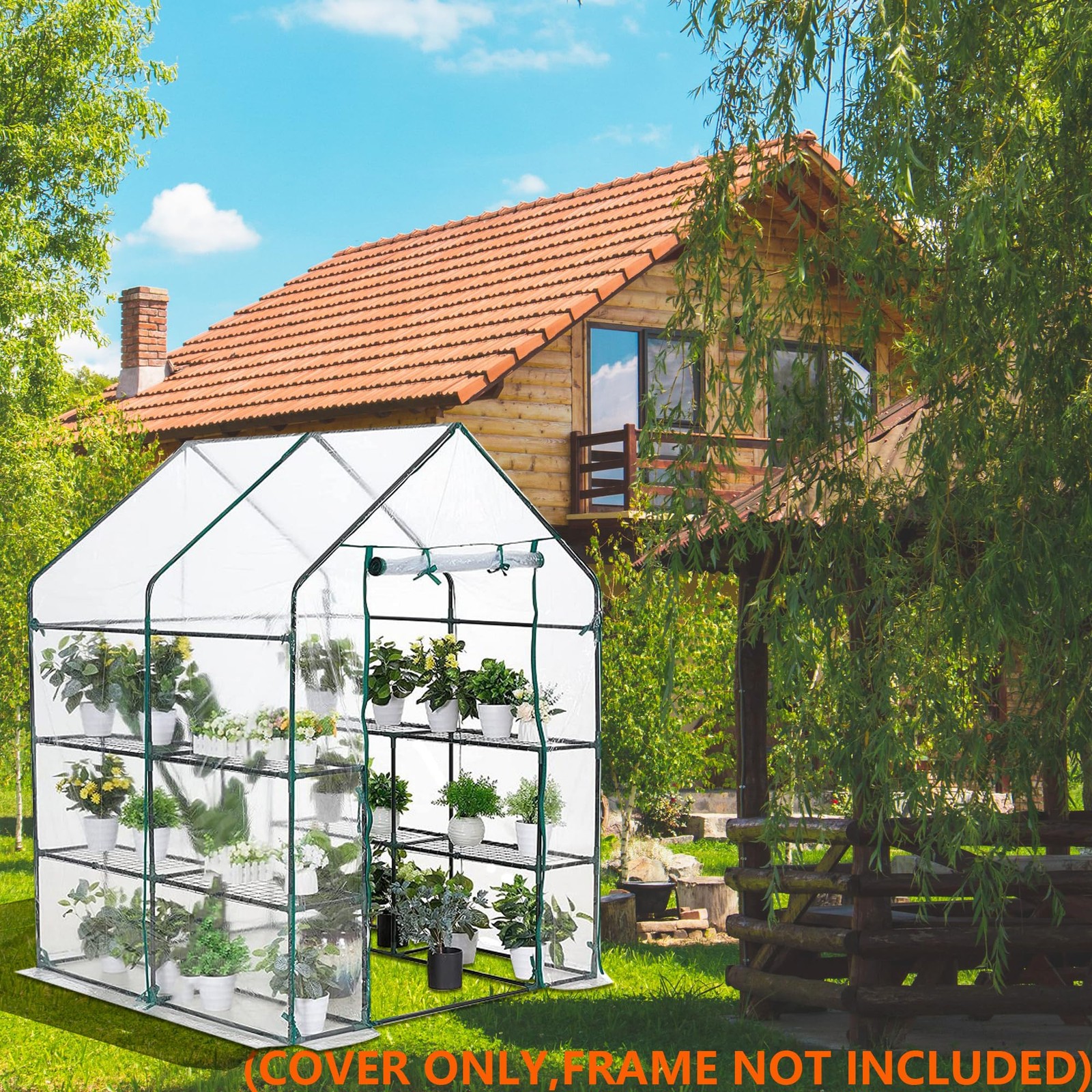 Greenhouse Cover Replacement 56x56x76″ PE Walk-in Garden Grow Tent