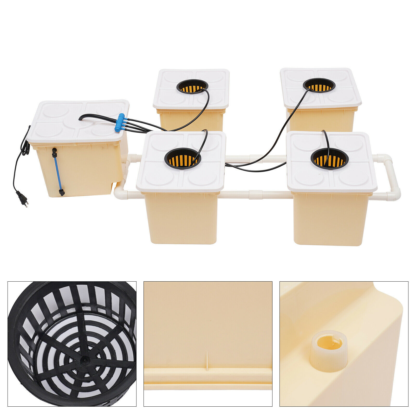 Deep Water Culture Hydroponic System Grow Kit W/Submerged Pump US STOCK