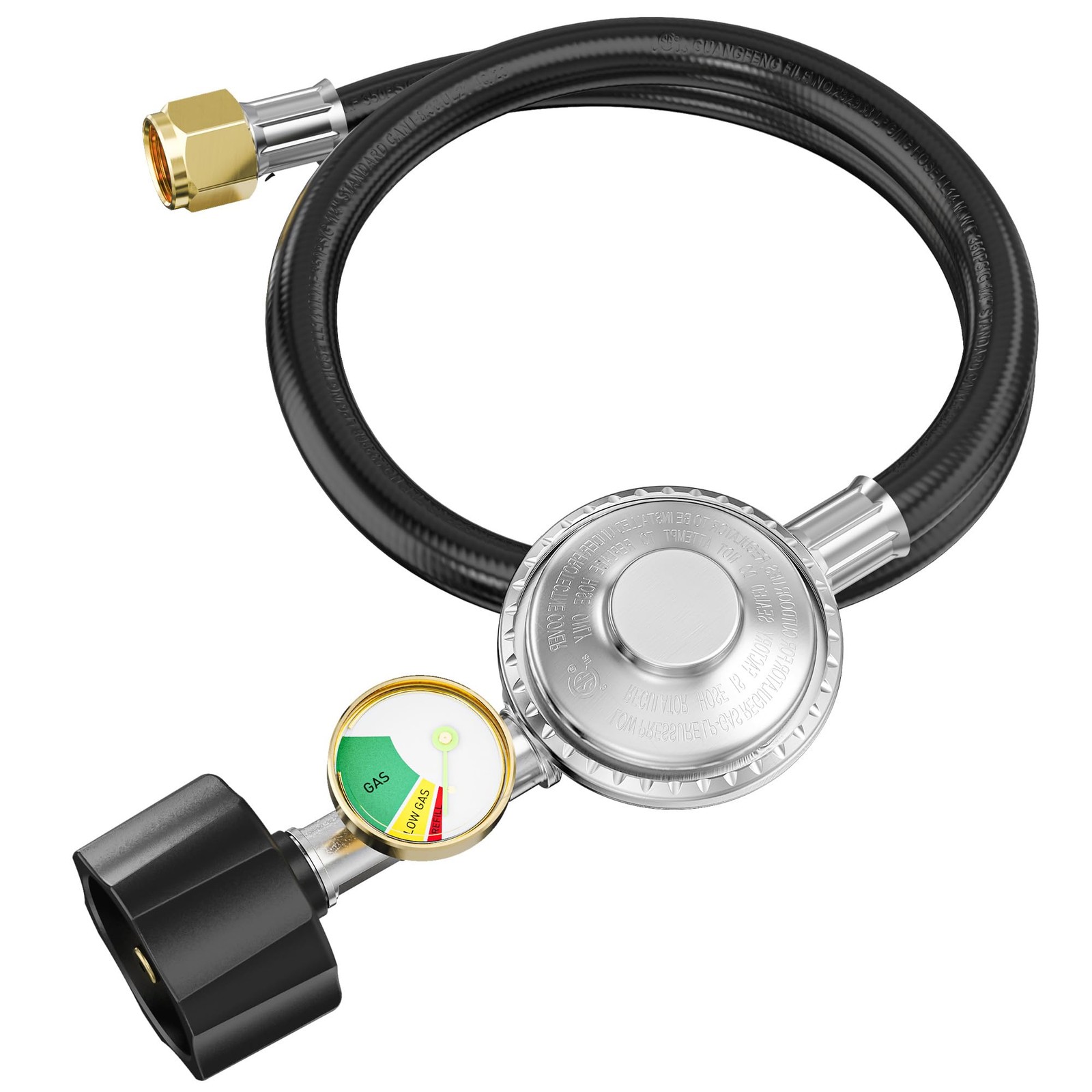 2 Feet Propane Hose with Regulator & Gauge