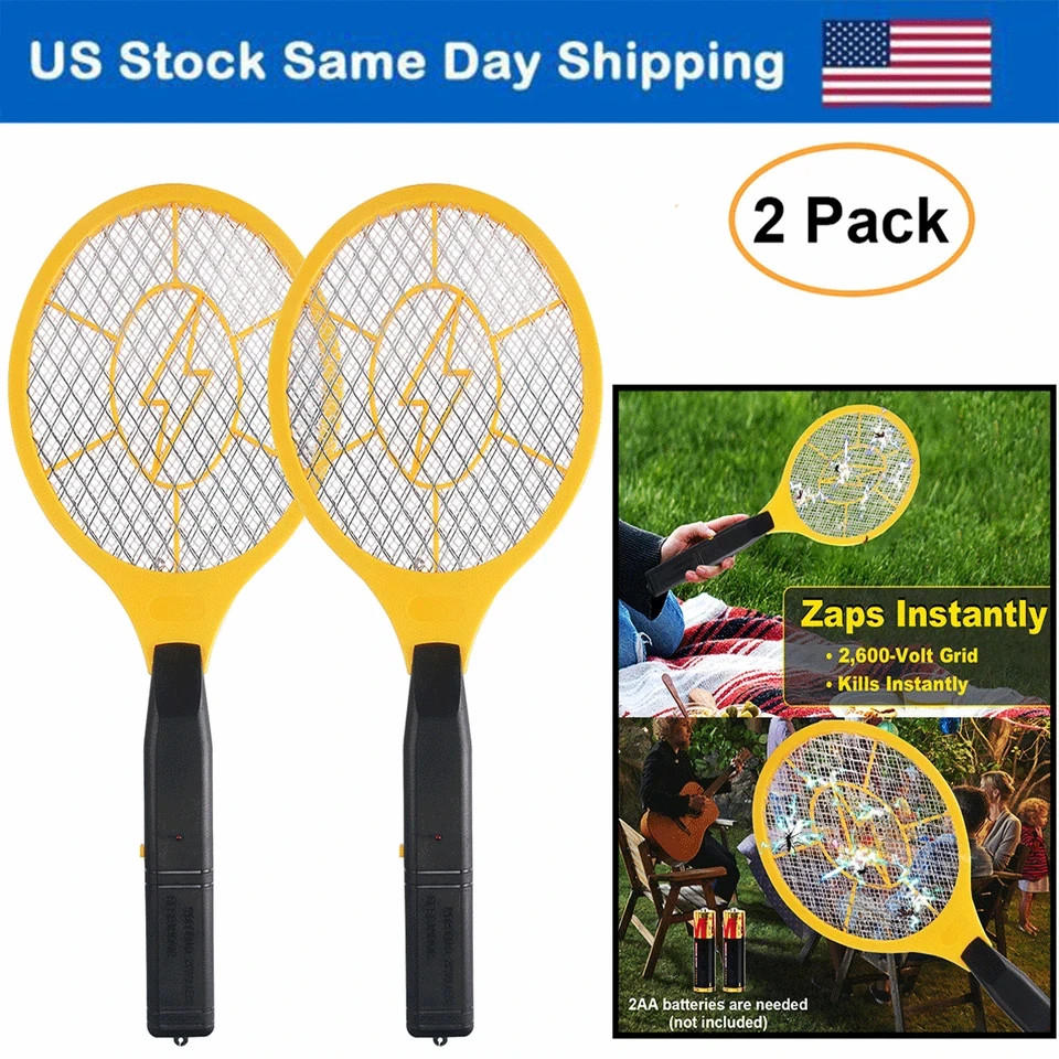 2Pack Bug Zapper Electric Fly Swatter Zap Mosquito Killer Pest Insect Racket USA