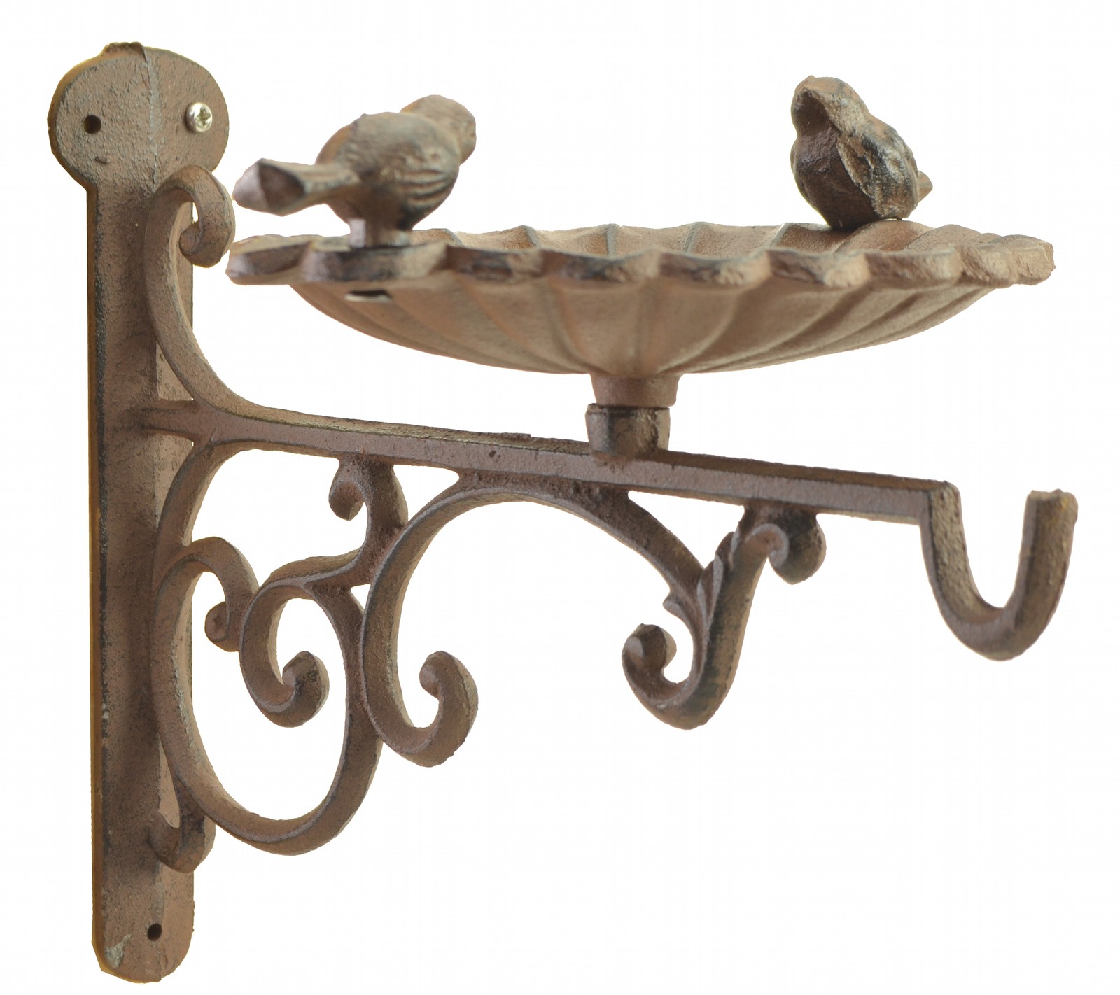 Plant Hanger Bird Bath Feeder Rust Brown Hanging Flower Basket Hook 10.25″ Deep