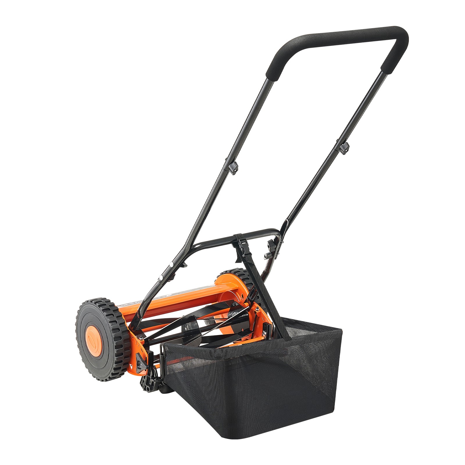 14″ Manual Push Reel Lawn Mower 5-Blade Adjustable Height Grass Catcher 2 Wheels