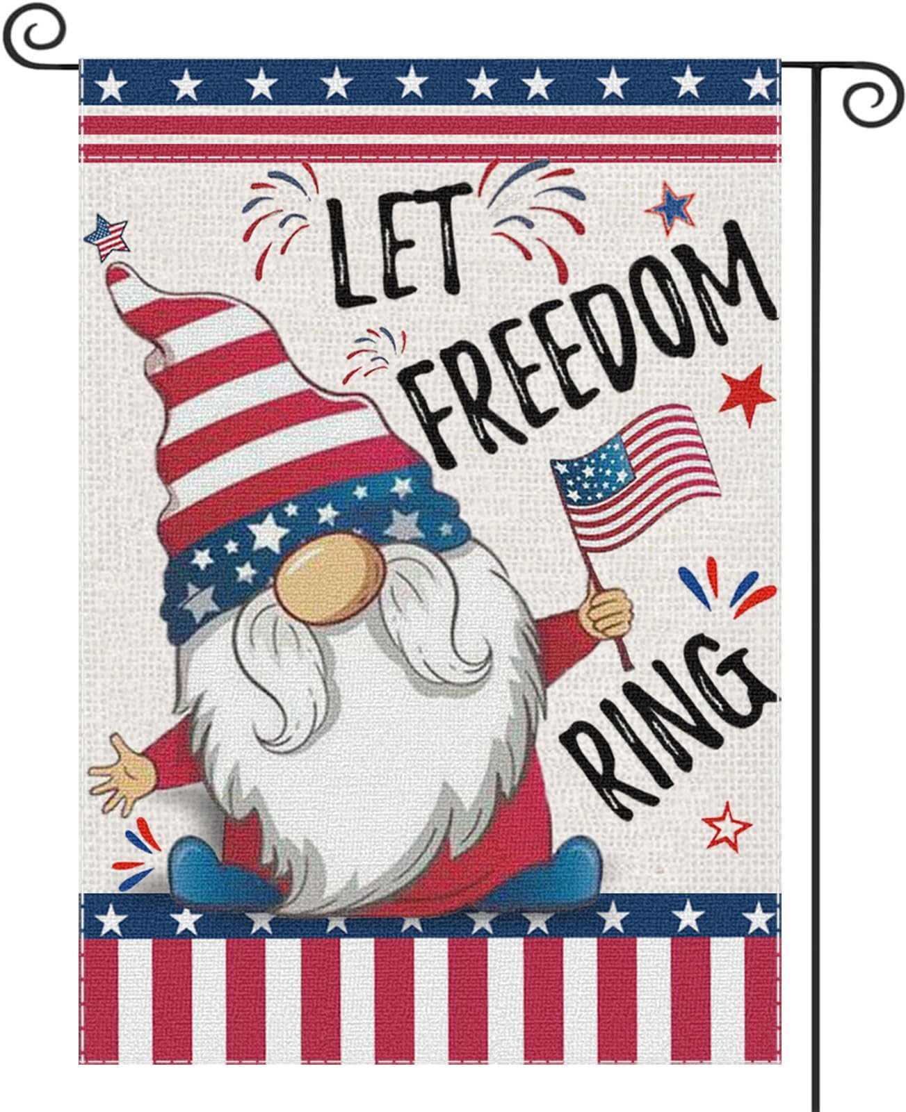 Gnome 4th of July Garden Flag Let Freedom Ring Patriotic American Small Flags…