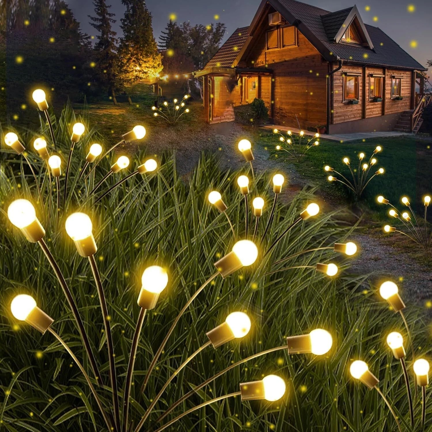 4 Pack Solar Firefly Lights Outdoor Swaying Warm White Waterproof (2/4/6/8 Avail