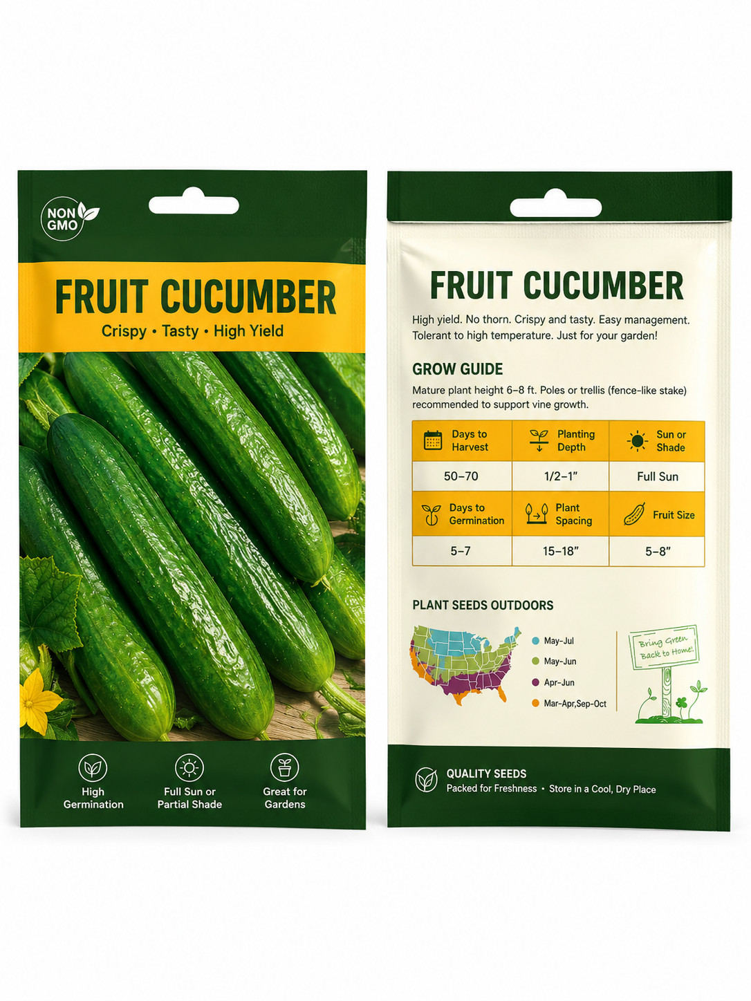 Fruit Cucumber Vegetable Seeds Non-GMO High Germination Home Garden