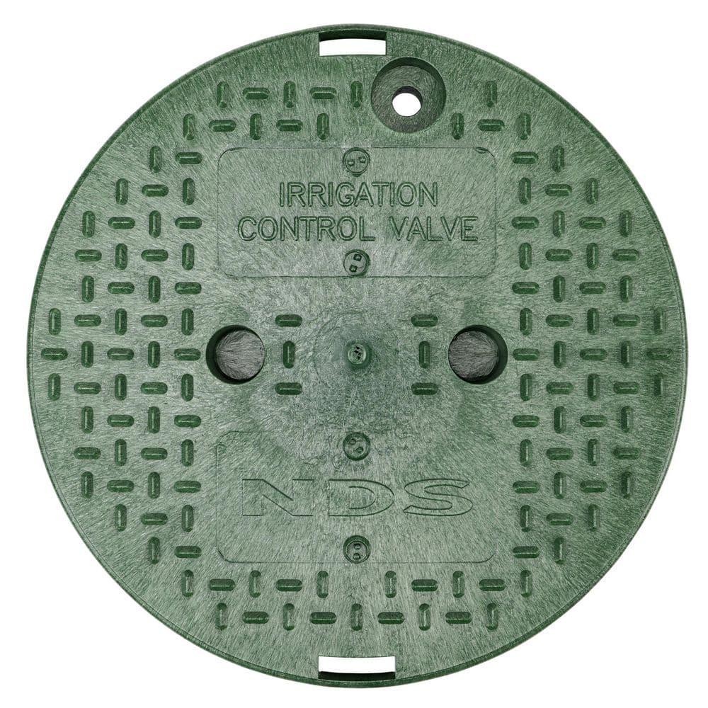 10 in. Round Valve Box and Cover, Black Box, Green ICV Cover