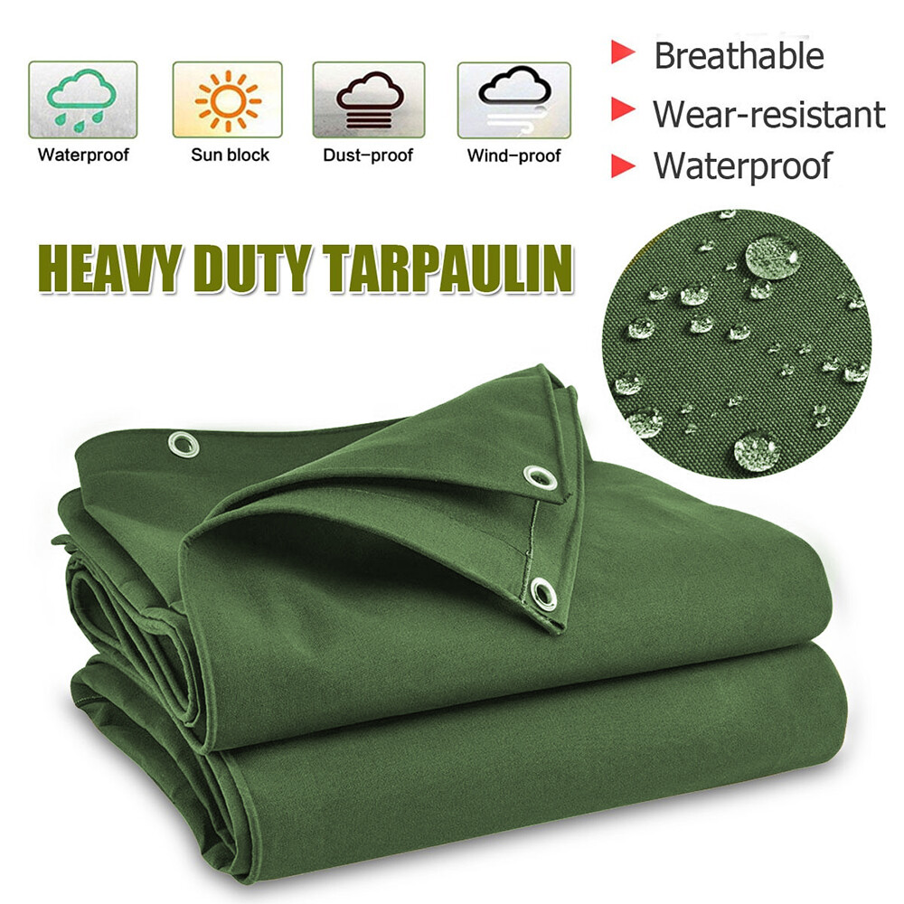 20Mil Heavy Duty Canvas Tarp Thick Camping Garden Tarpaulin Cotton Shade Tent