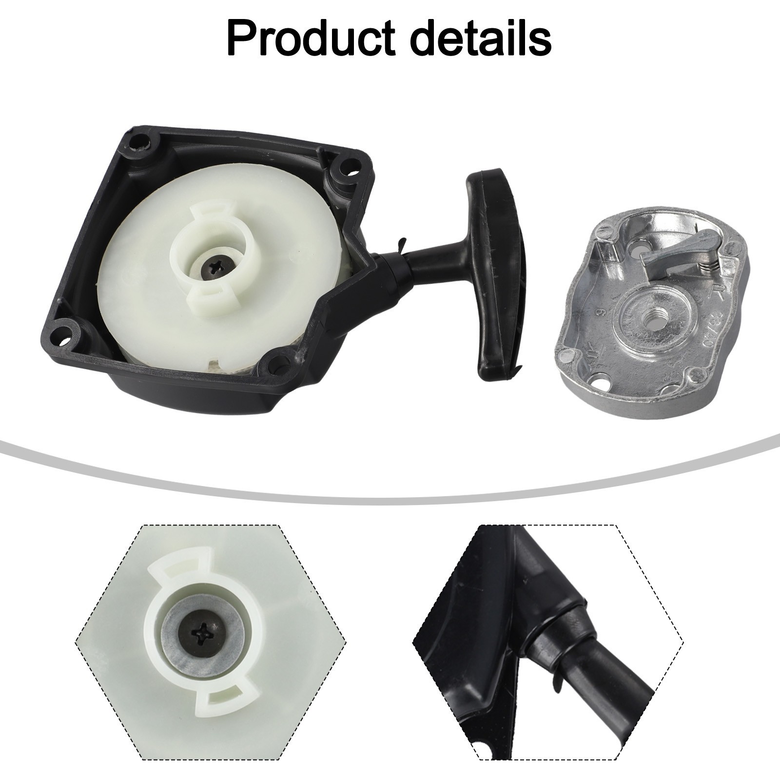 Black and Silver Recoiler for pull Kit for Trimmers and Lawnmowers