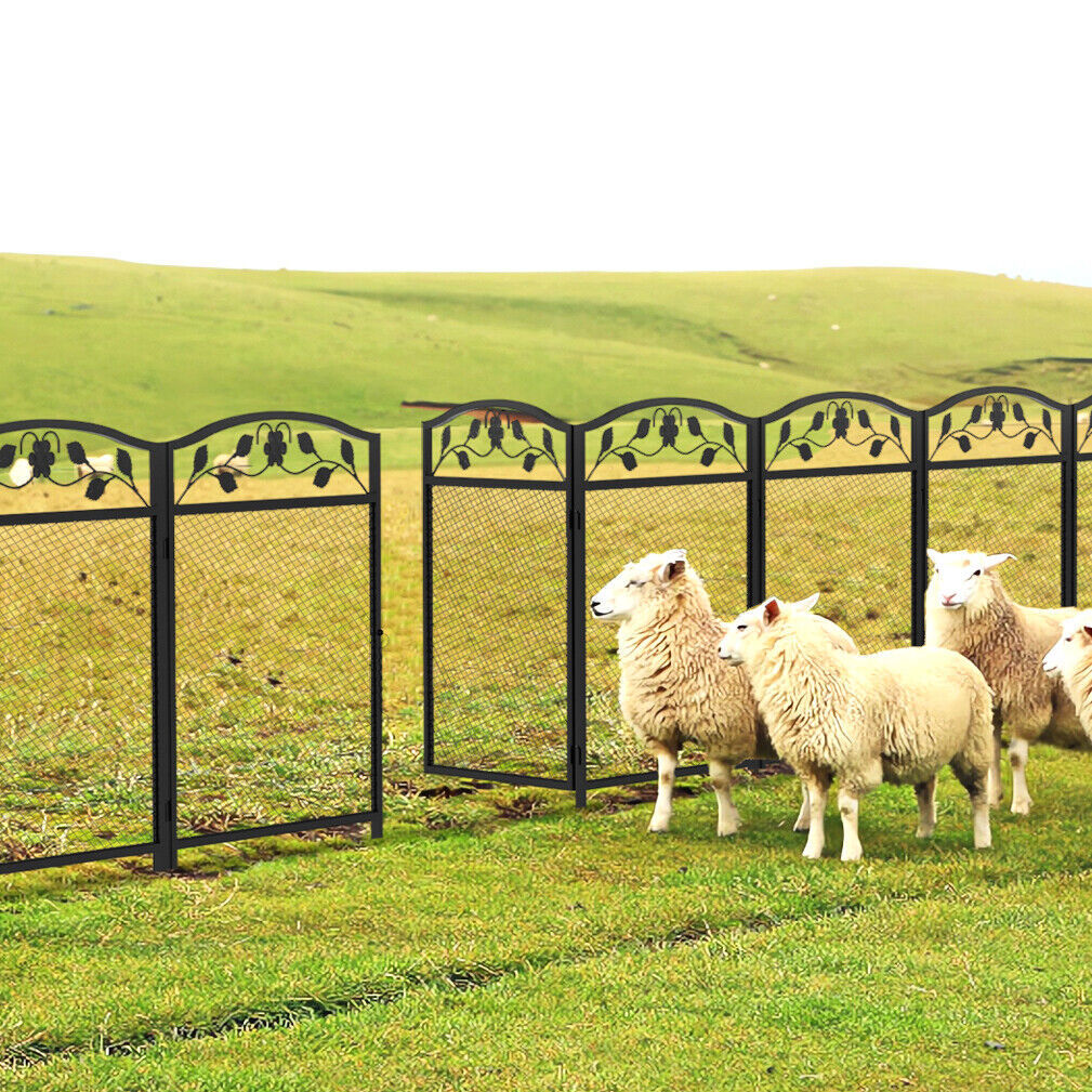 Set of 5 Heavy Outdoor Dog Pens Garden Fences Pets Playpens w/ Door 43.3″ Height