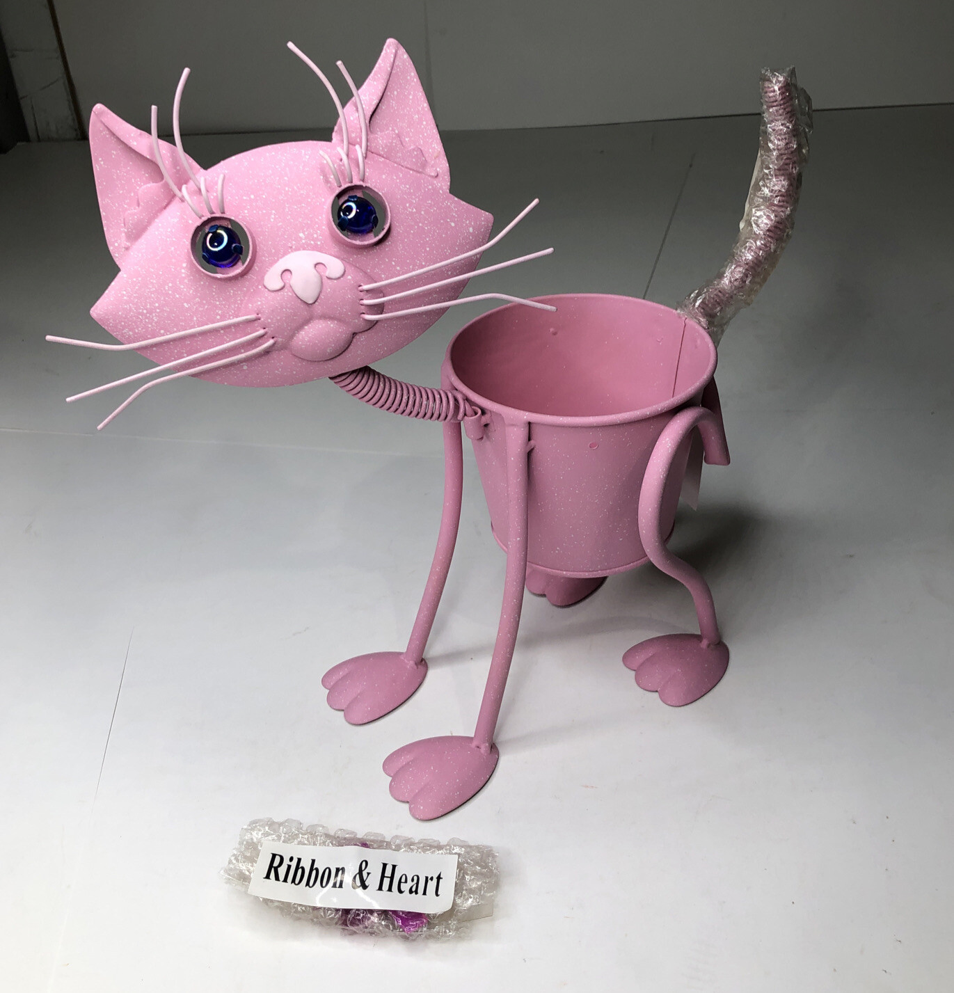Georgetown Pink Kitty Planter Outdoor – Metal Stand Alone New