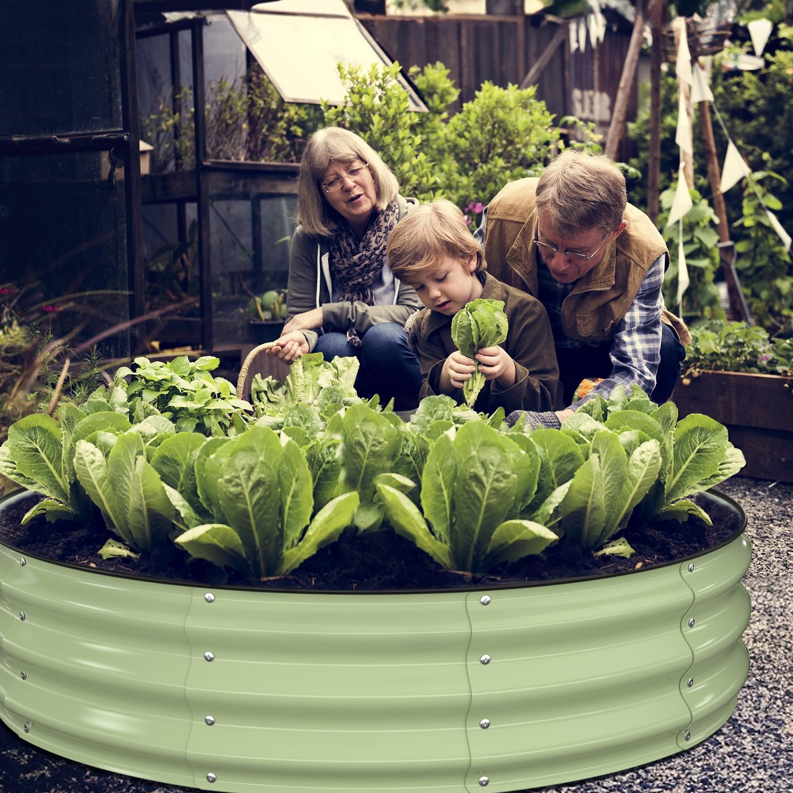 Winpull Raised Garden Bed Kit, 4x4x1 Ft Round Galvanized Planter Outdoor Safety