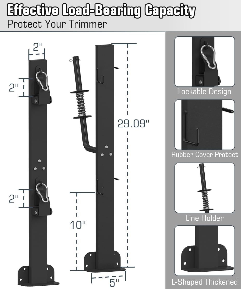 2 Place Weed Eater Rack for Open Trailer, Weedeater Rack with Lockable Hasp M…