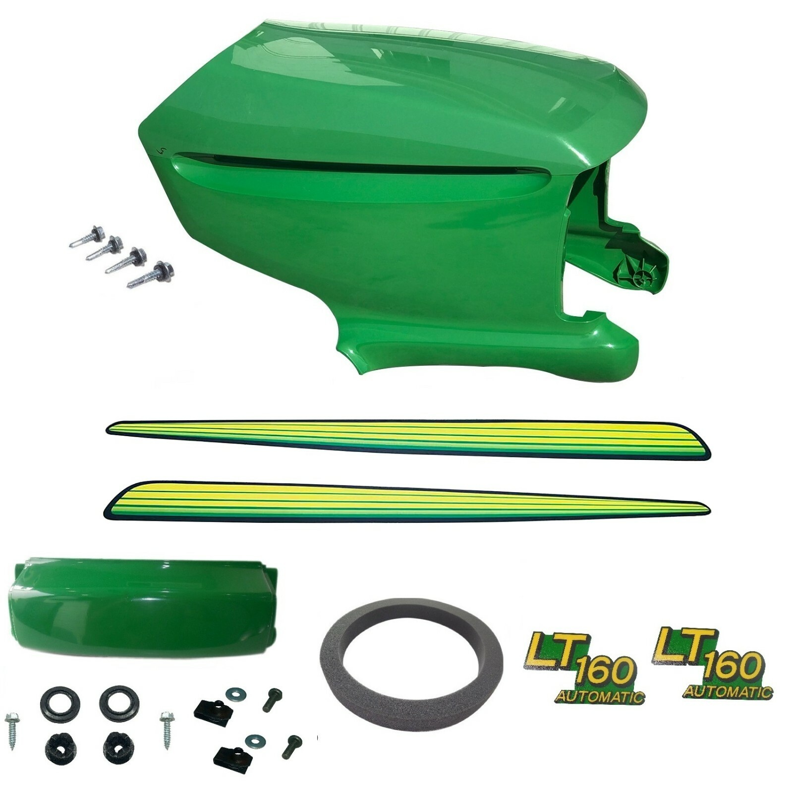 New Upper & Lower Hood/Bumper/Foam Isolator/LH&RH Stickers Fits John Deere LT160