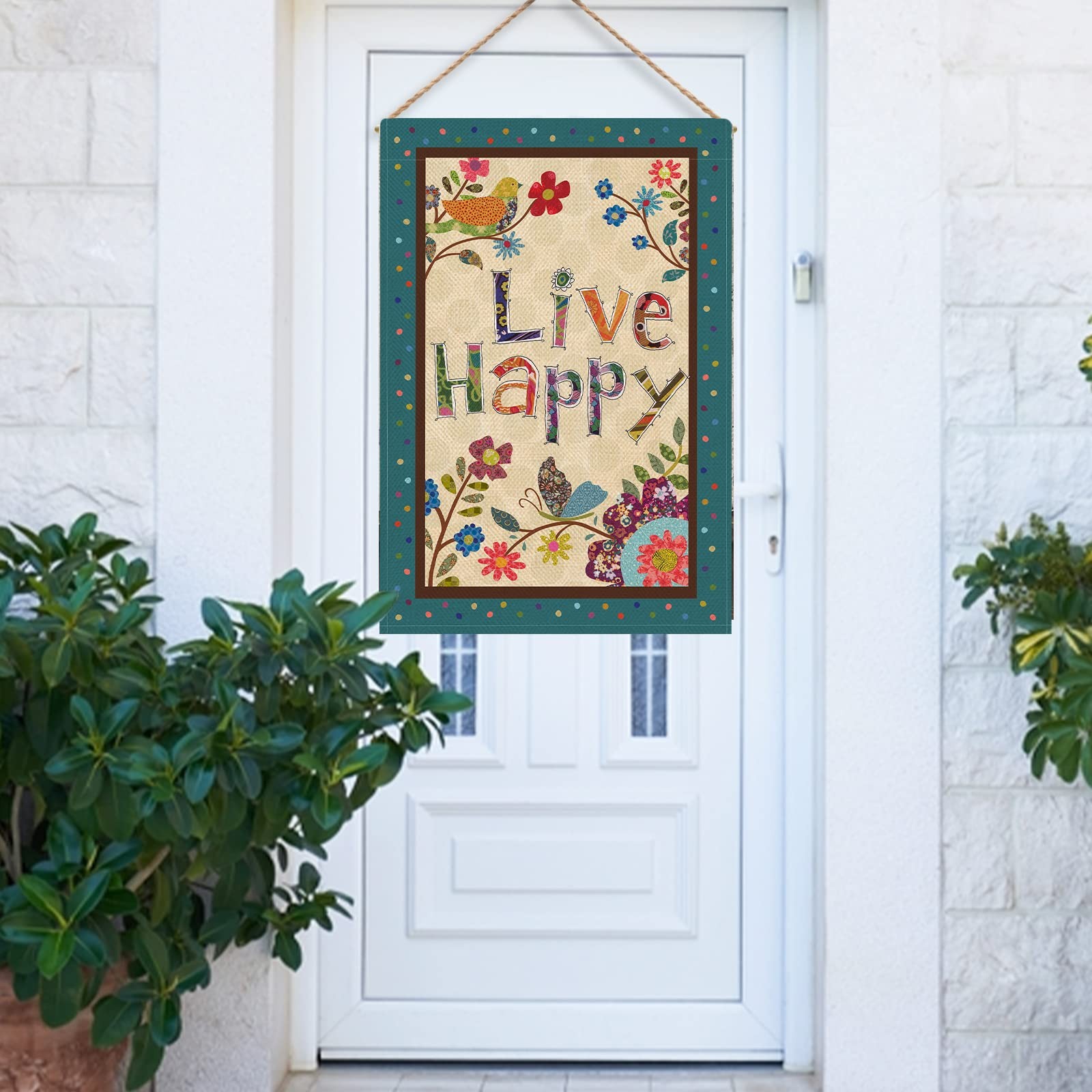 Hzppyz Live Happy Decorative Large House Flag Flower Bird, Spring Summer Insp…