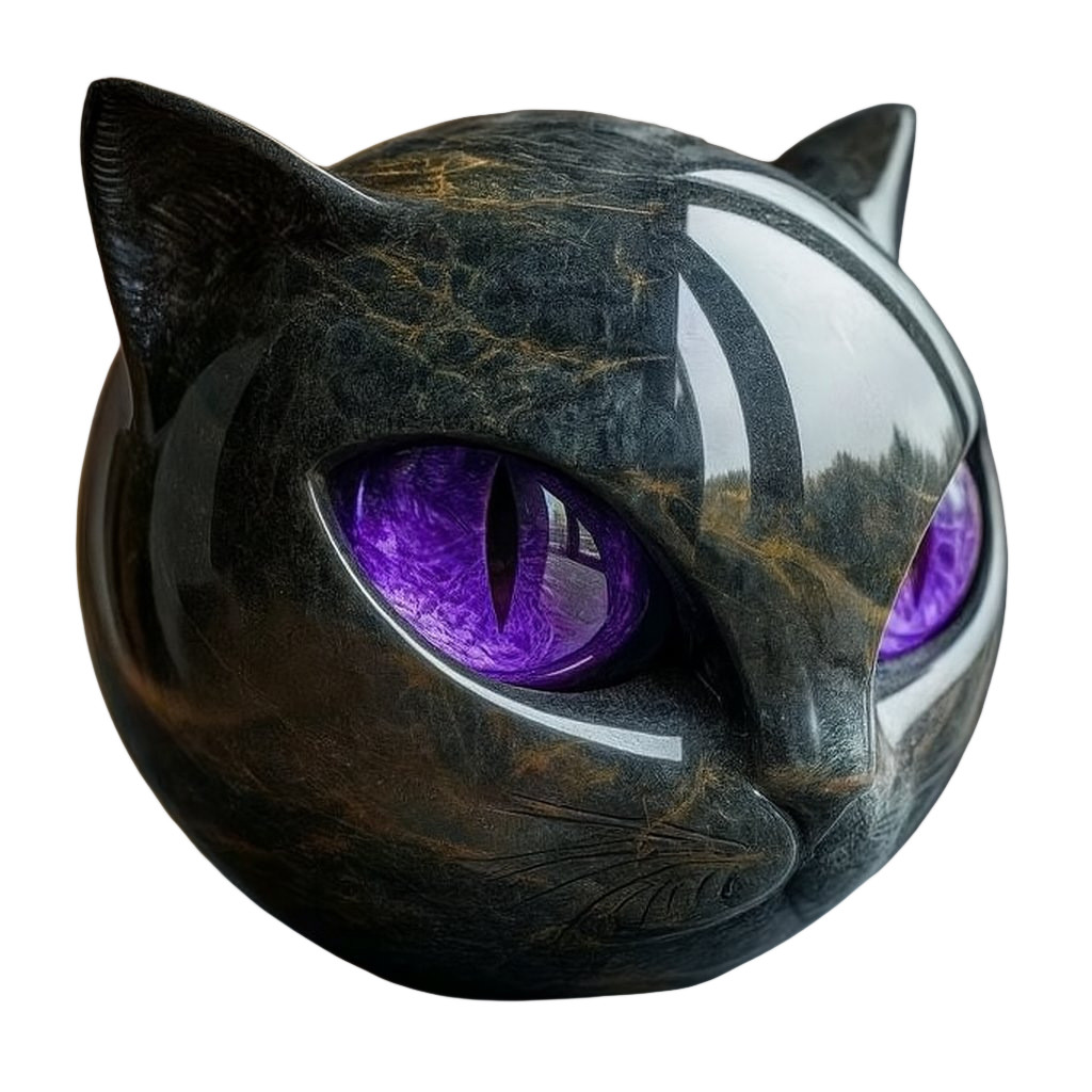 Black Cat Head Sculpture Marble Texture Healing Keepsake Gift US