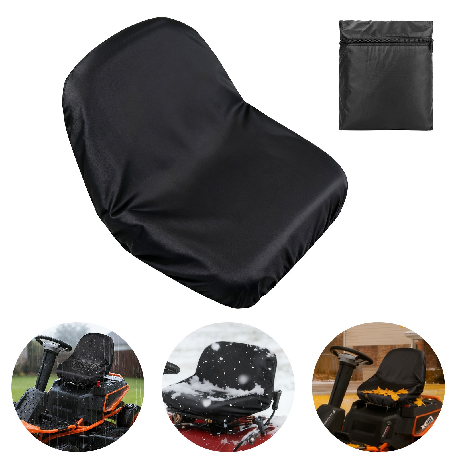 Universal Riding Lawn Mower Seat Cover Waterproof Tractor Seat Protector Black